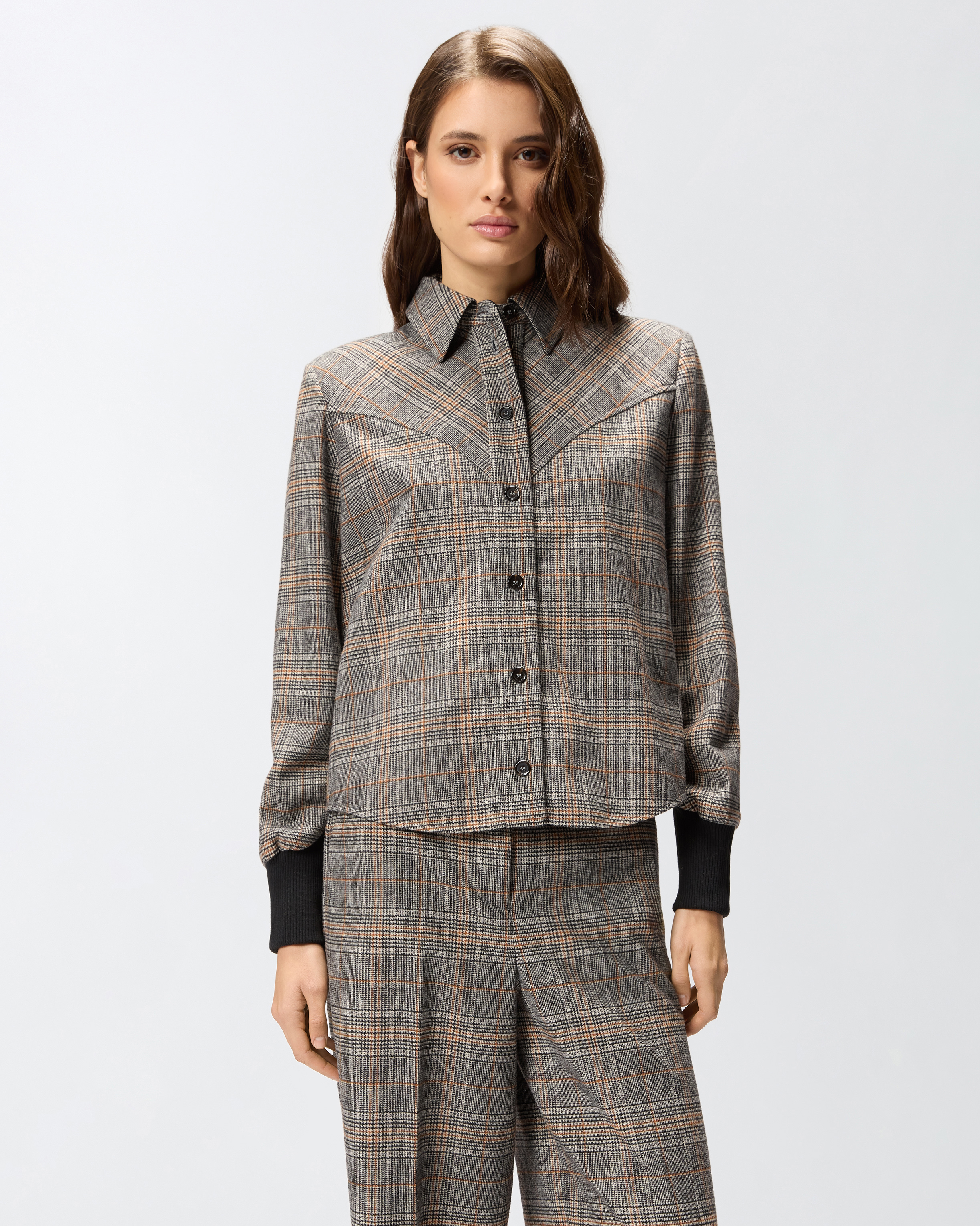 Checkered shirt with knit cuffs PINKO Multicolored