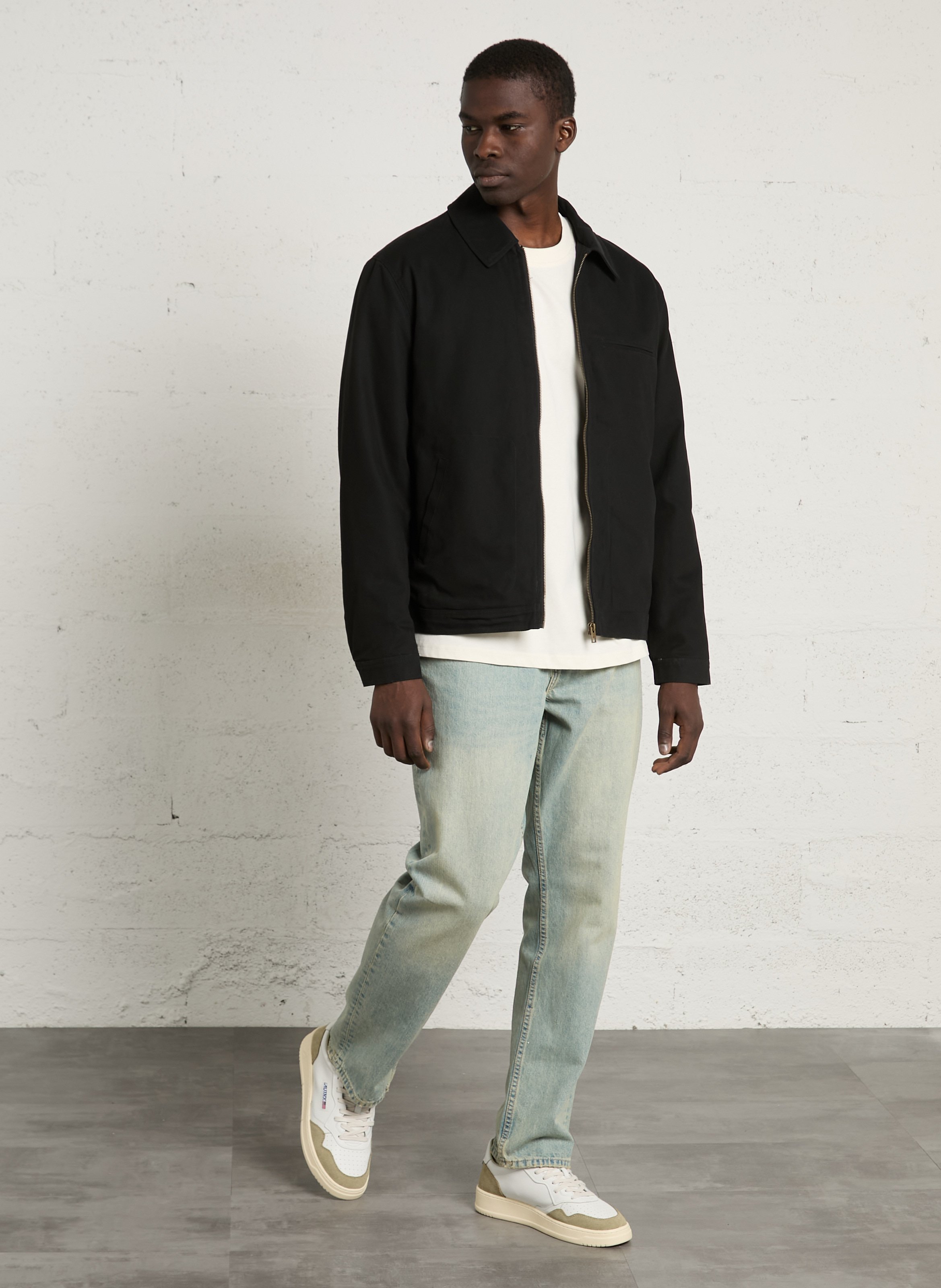 Cotton jacket with classic collar SOLID Black