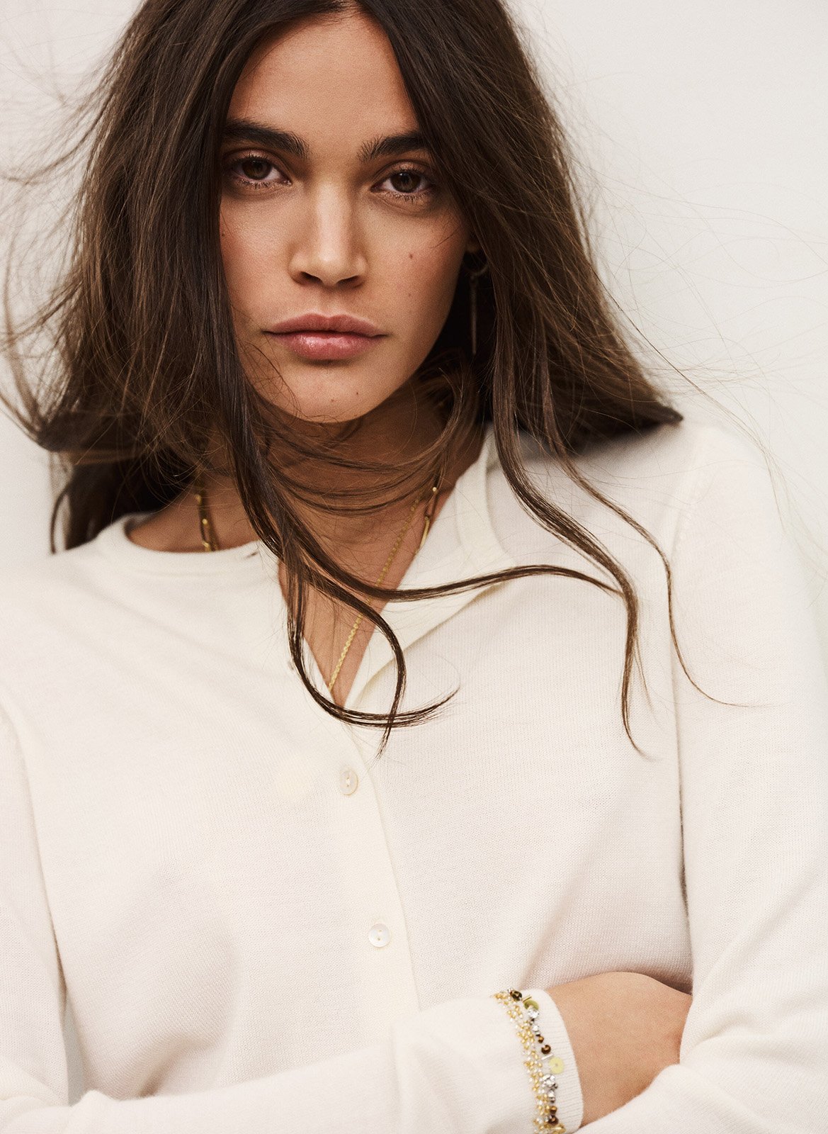 Gilet col rond en laine BA&SH Beige