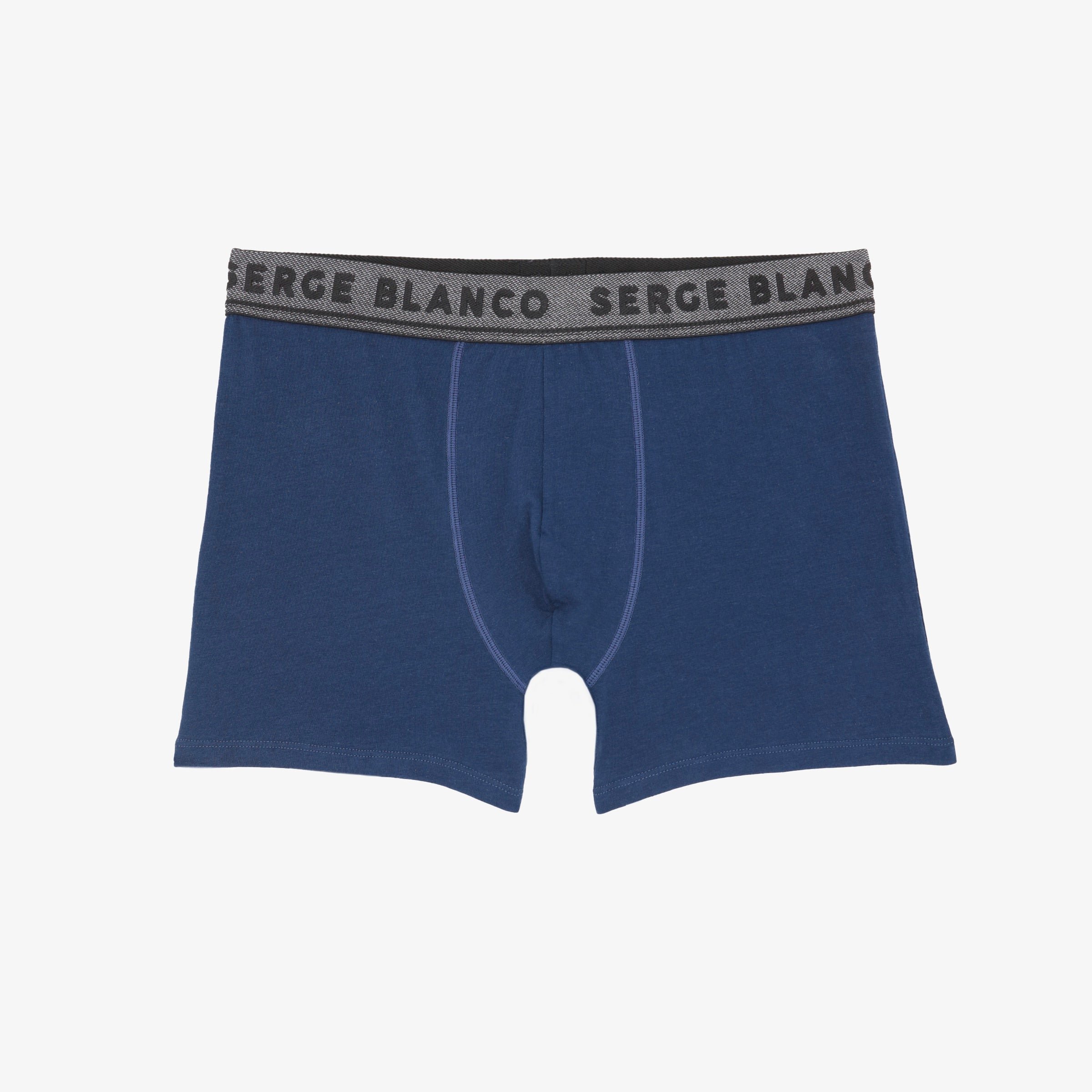 Pack of 3 solid color cotton boxers SERGE BLANCO Blue