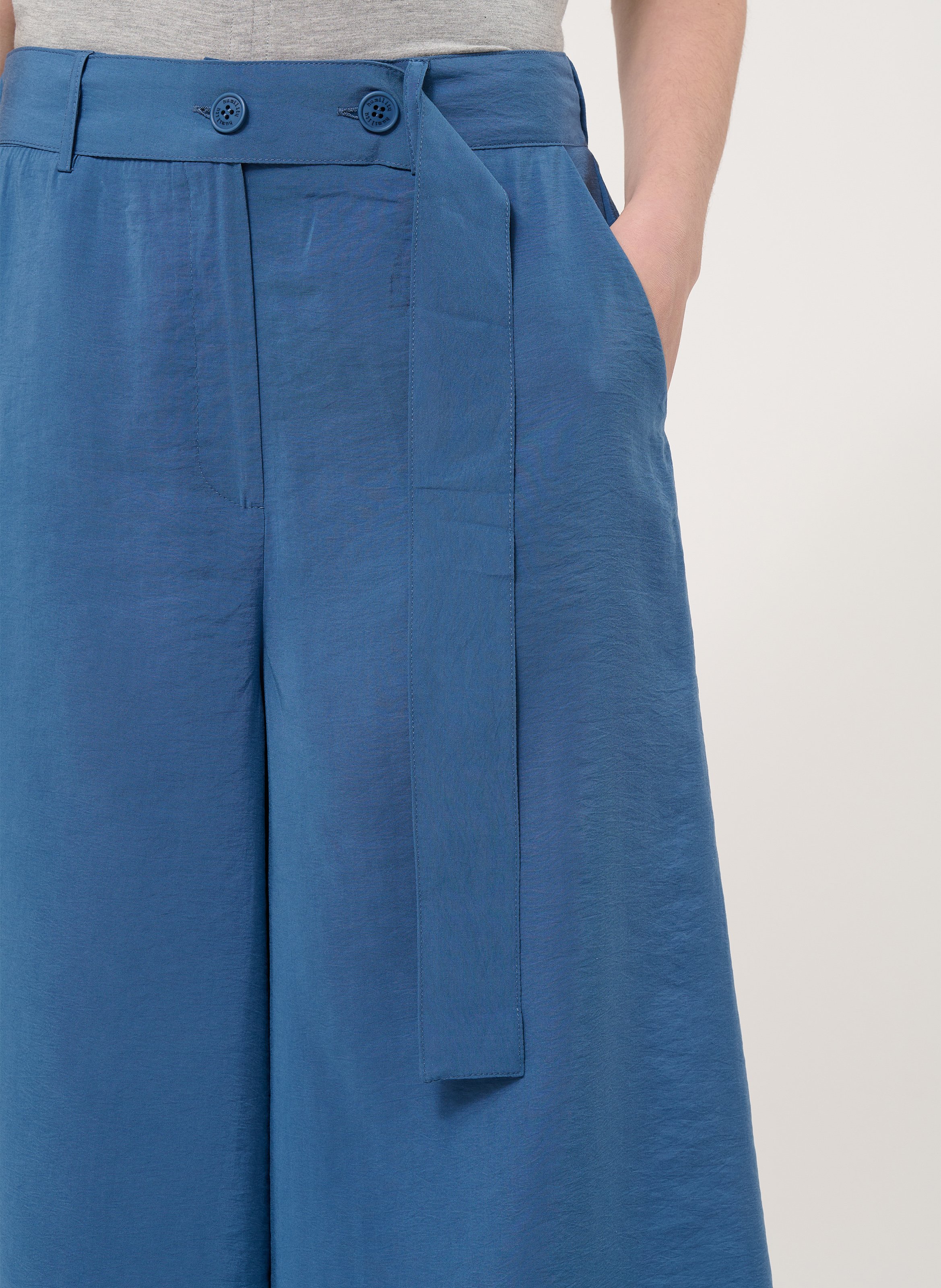 Pantalon large taille haute 7/8ème HUMILITY Bleu