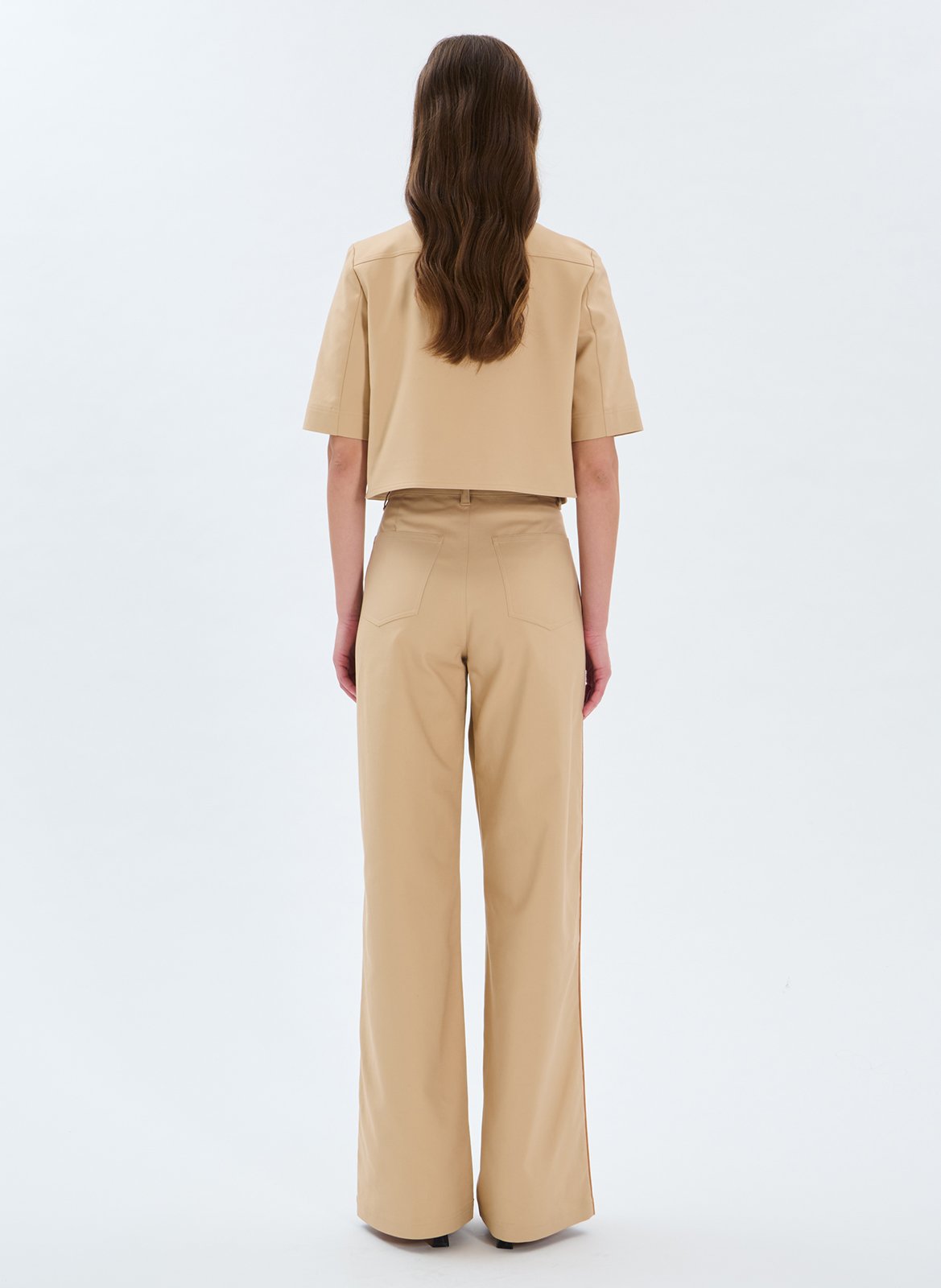 Top in blended cotton with classic collar ZAPA Beige