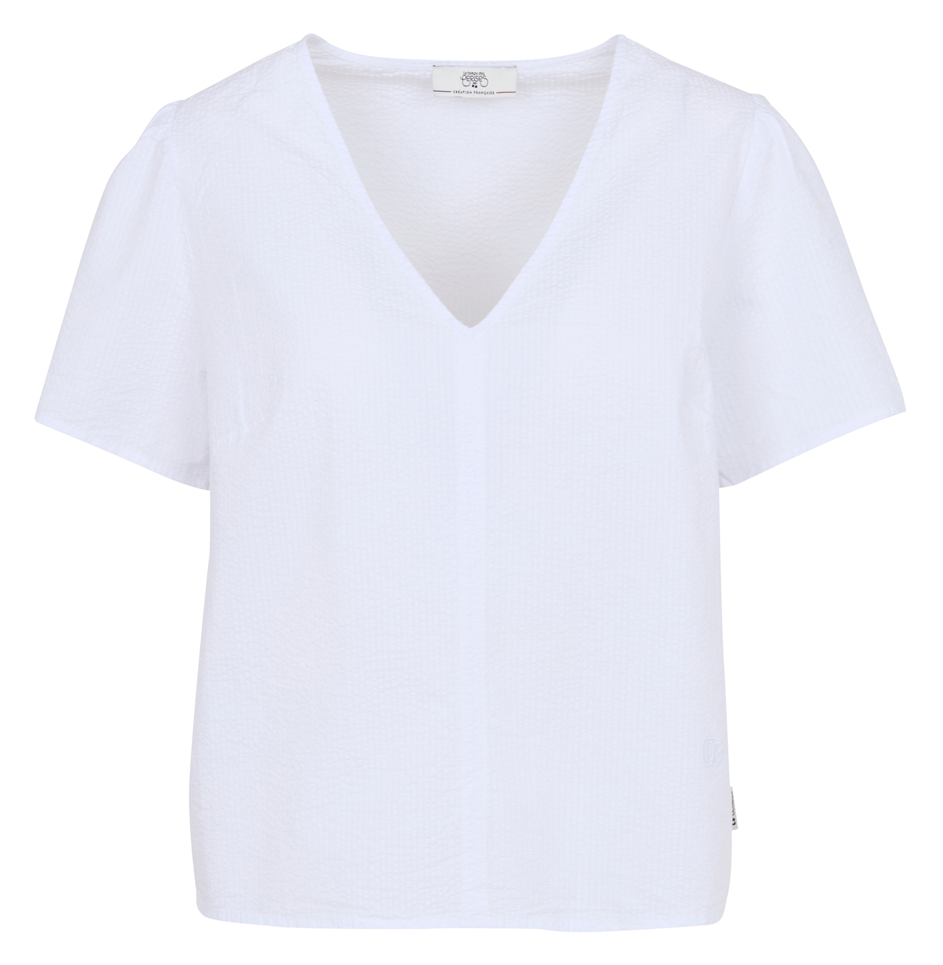 Straight V-neck cotton top LE TEMPS DES CERISES White