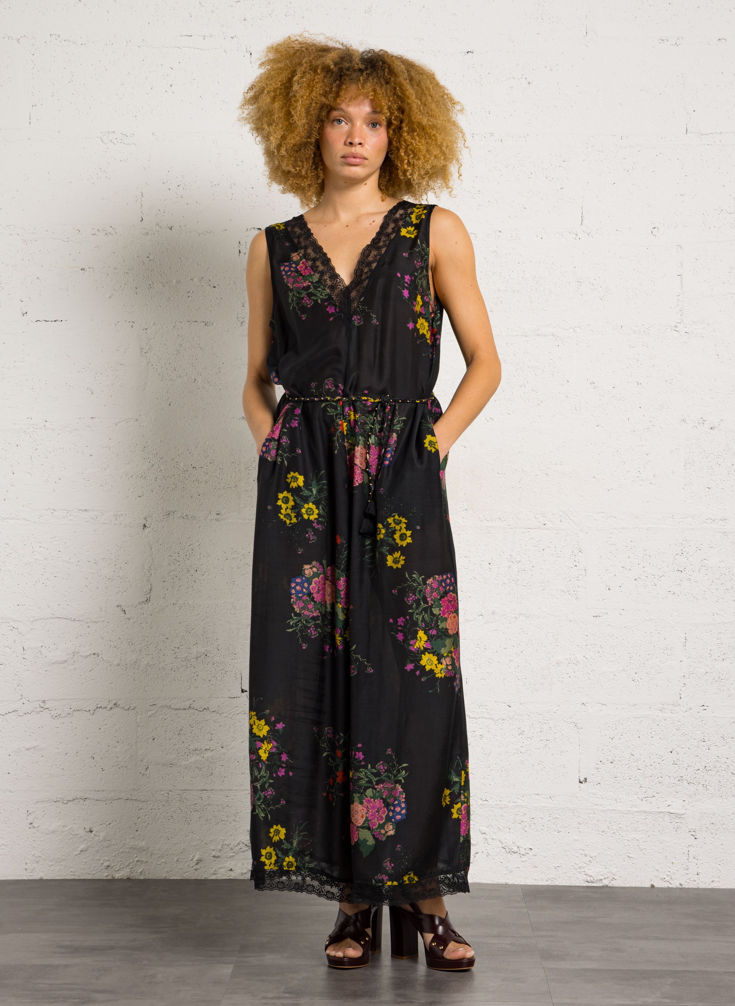 Oversized katoenen vest met haakwerk en transparante bewerkte stof MES DEMOISELLES Veelkleurig