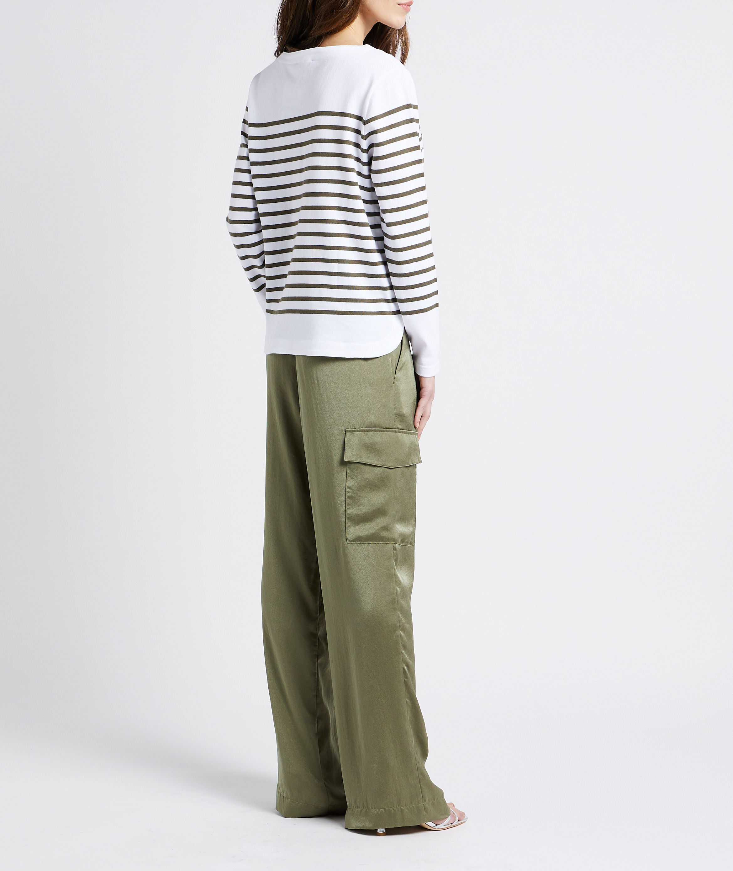 Pantalon large effet satiné BA&SH Kaki