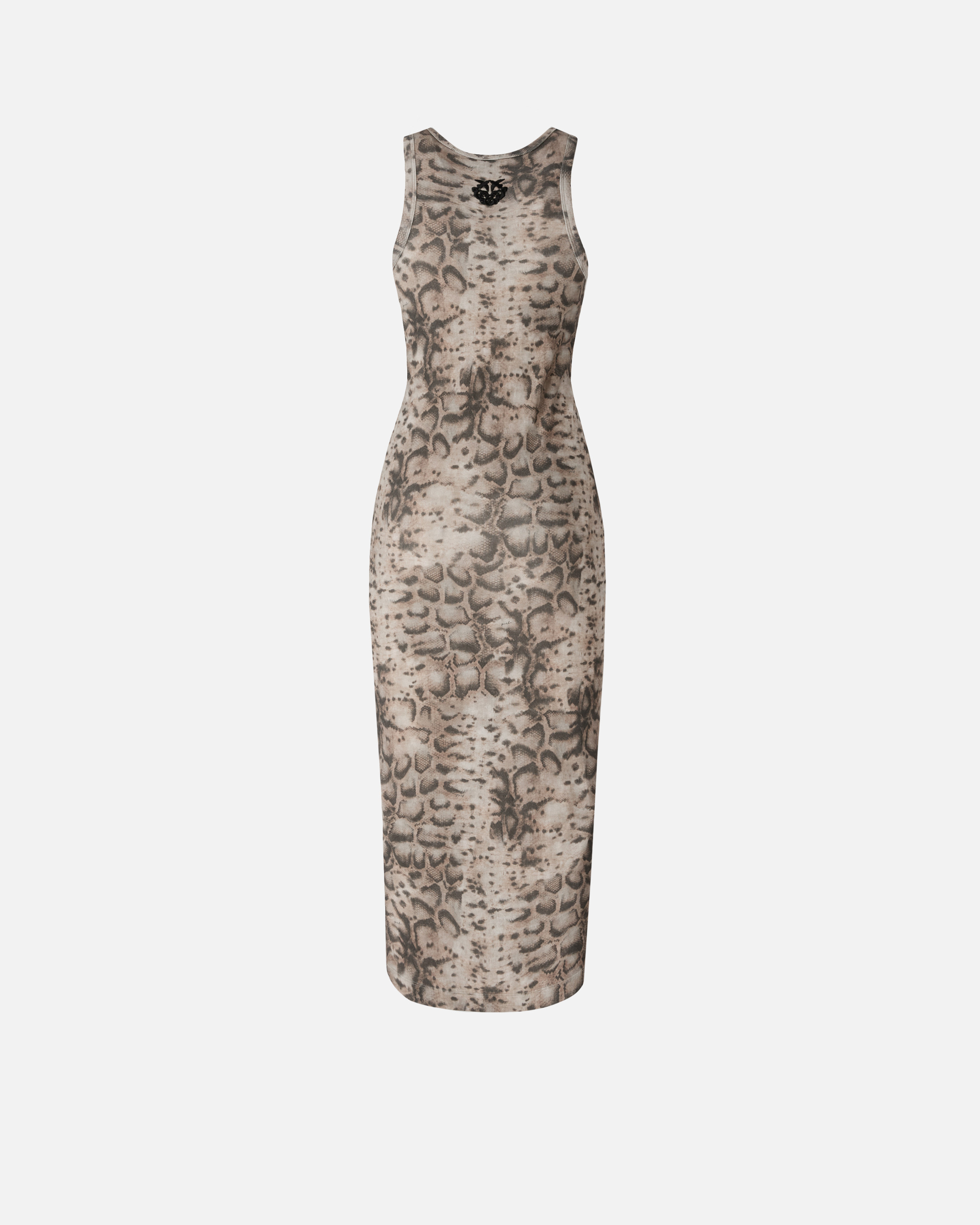 Robe midi côtelée ajustée à imprimé serpent PINKO Multicolore