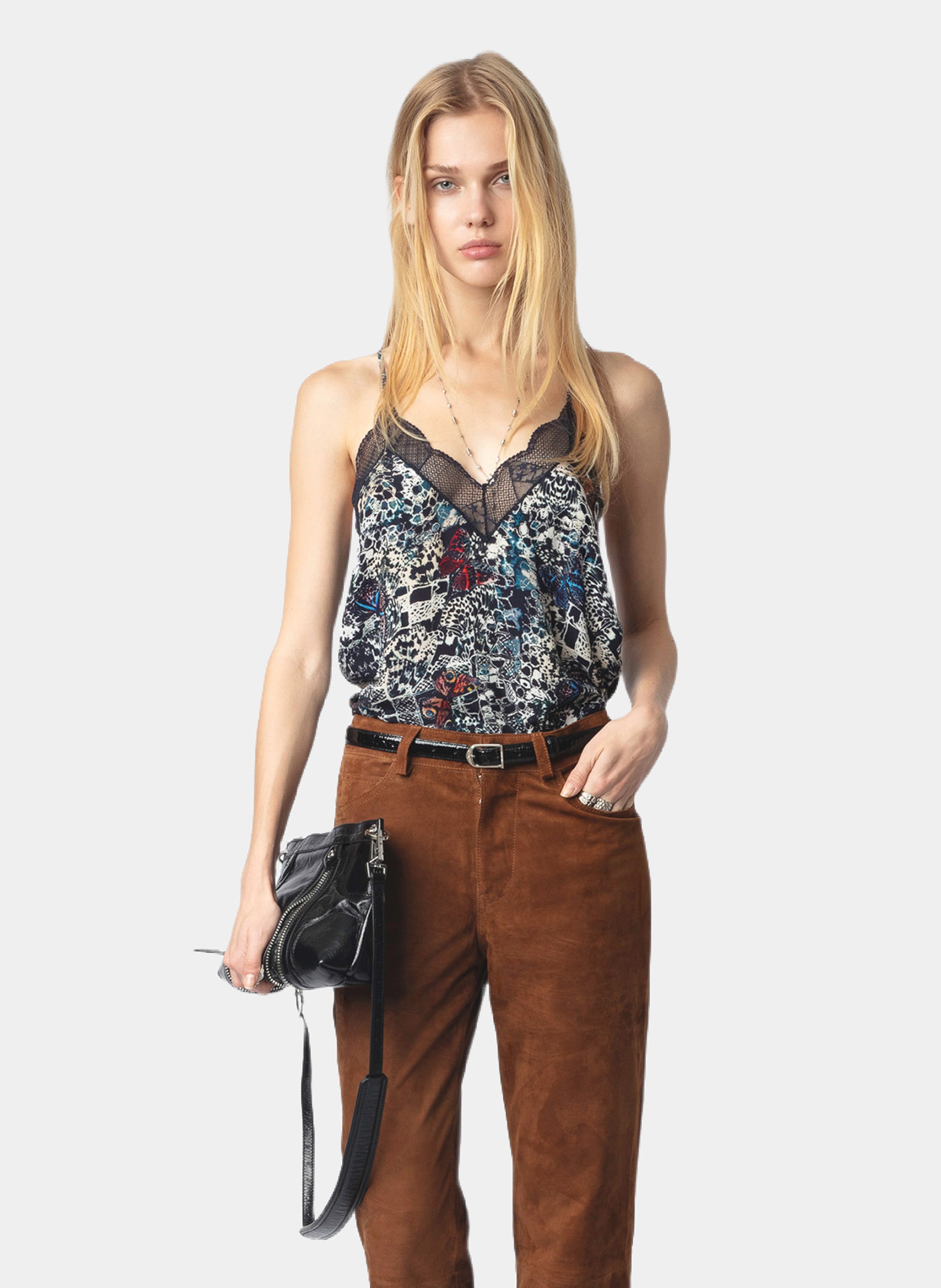 Trägertop aus Spitze mit Print ZADIG&VOLTAIRE Blau