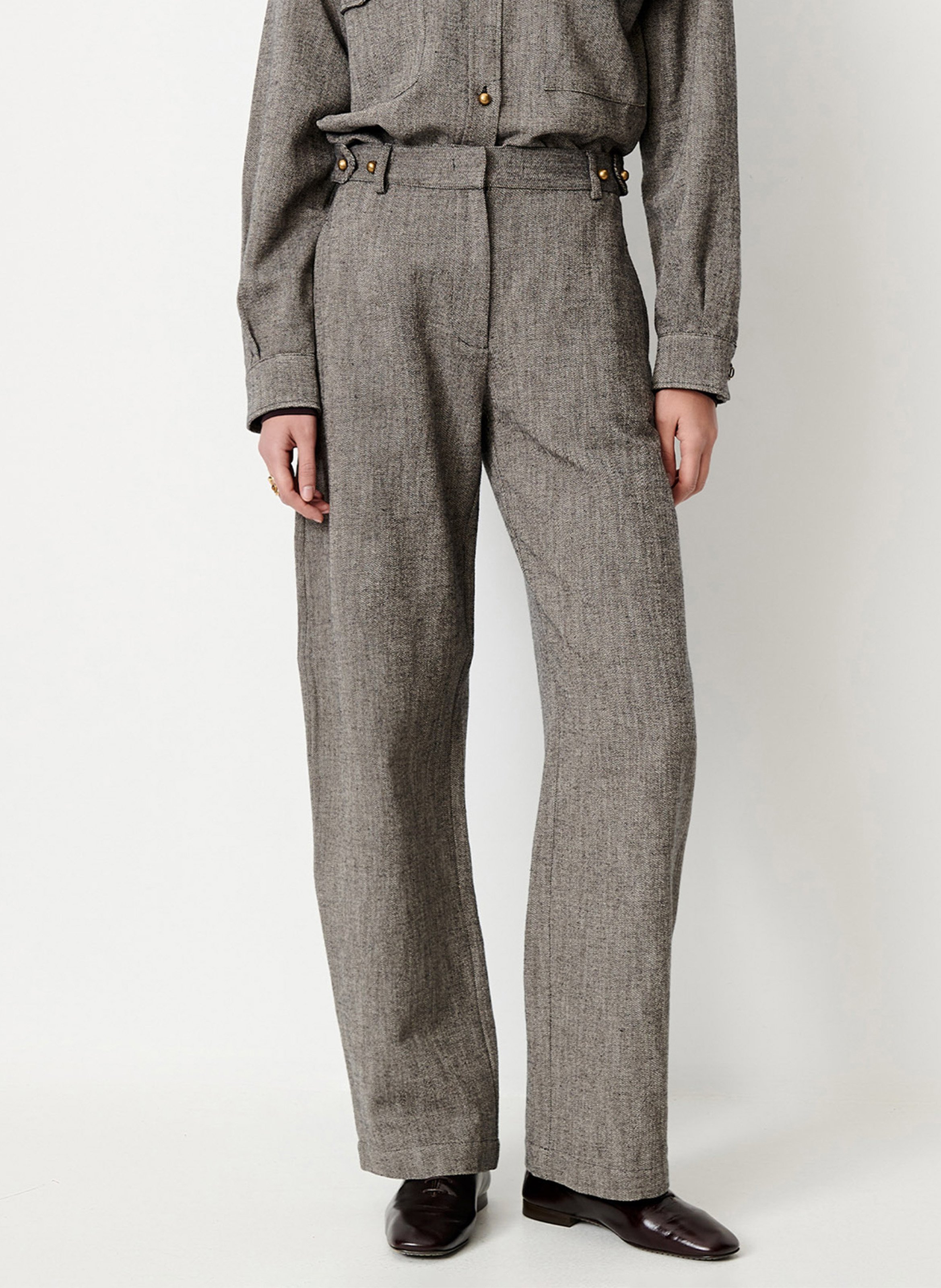 Pantalon taille haute chiné SESSUN Gris