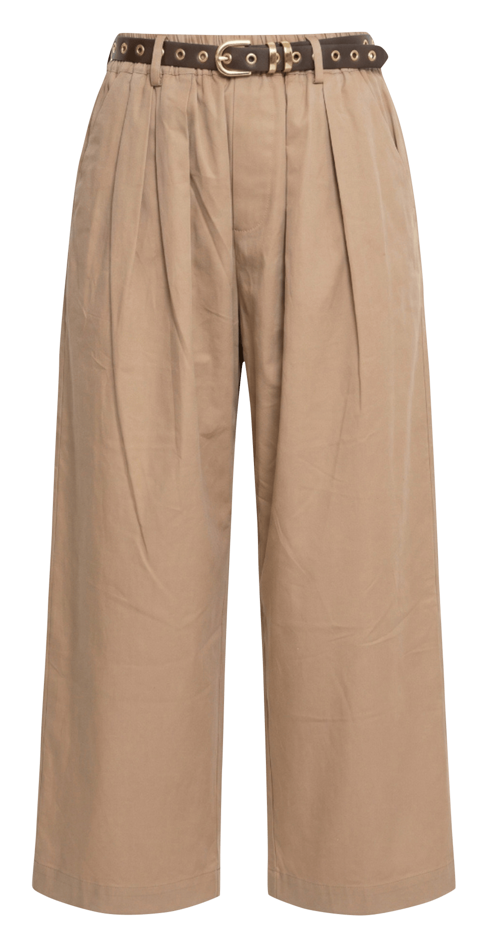 Wijde 3/4-broek met plooien in effen kleur AME ANTWERP Bruin
