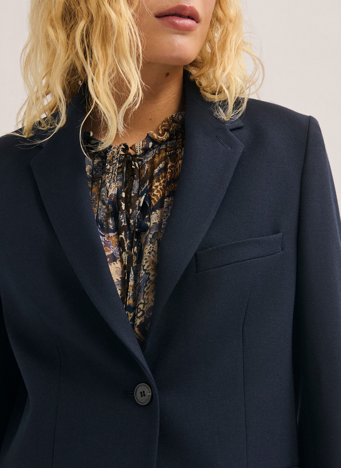 Solid straight blazer PABLO Blue