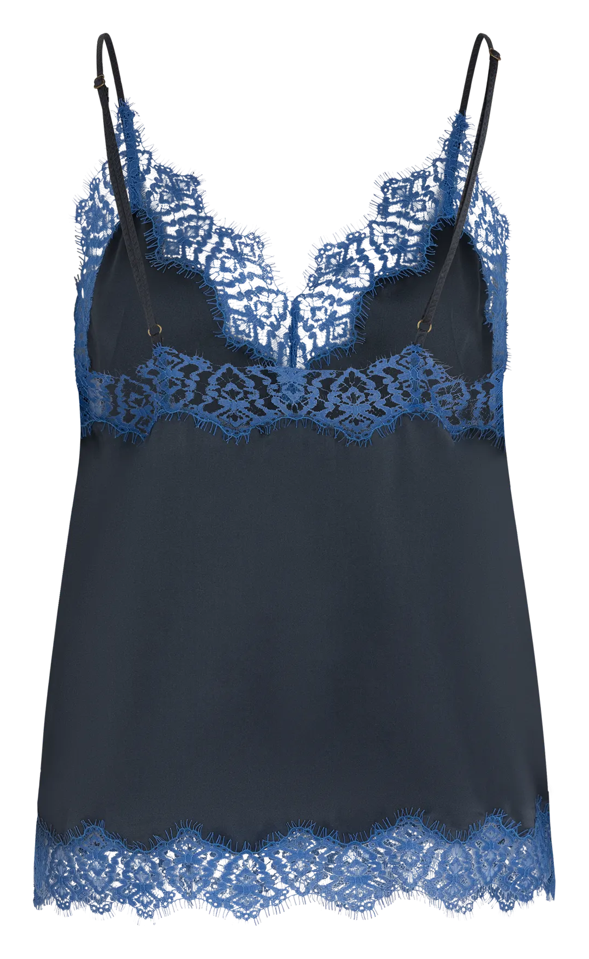 Seidentop mit Spitze LOVE STORIES Blau