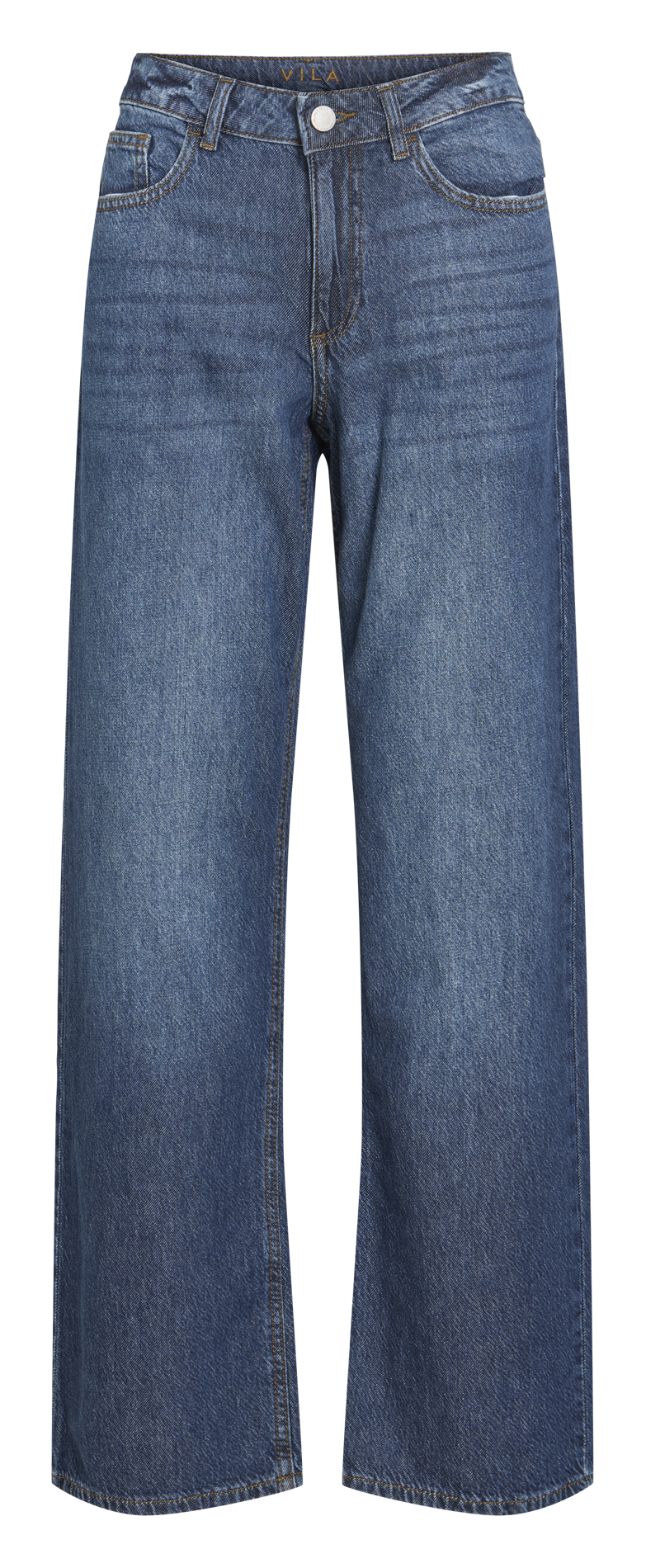 Einfarbige Straight-Jeans mit hohem Bund VILA Blau