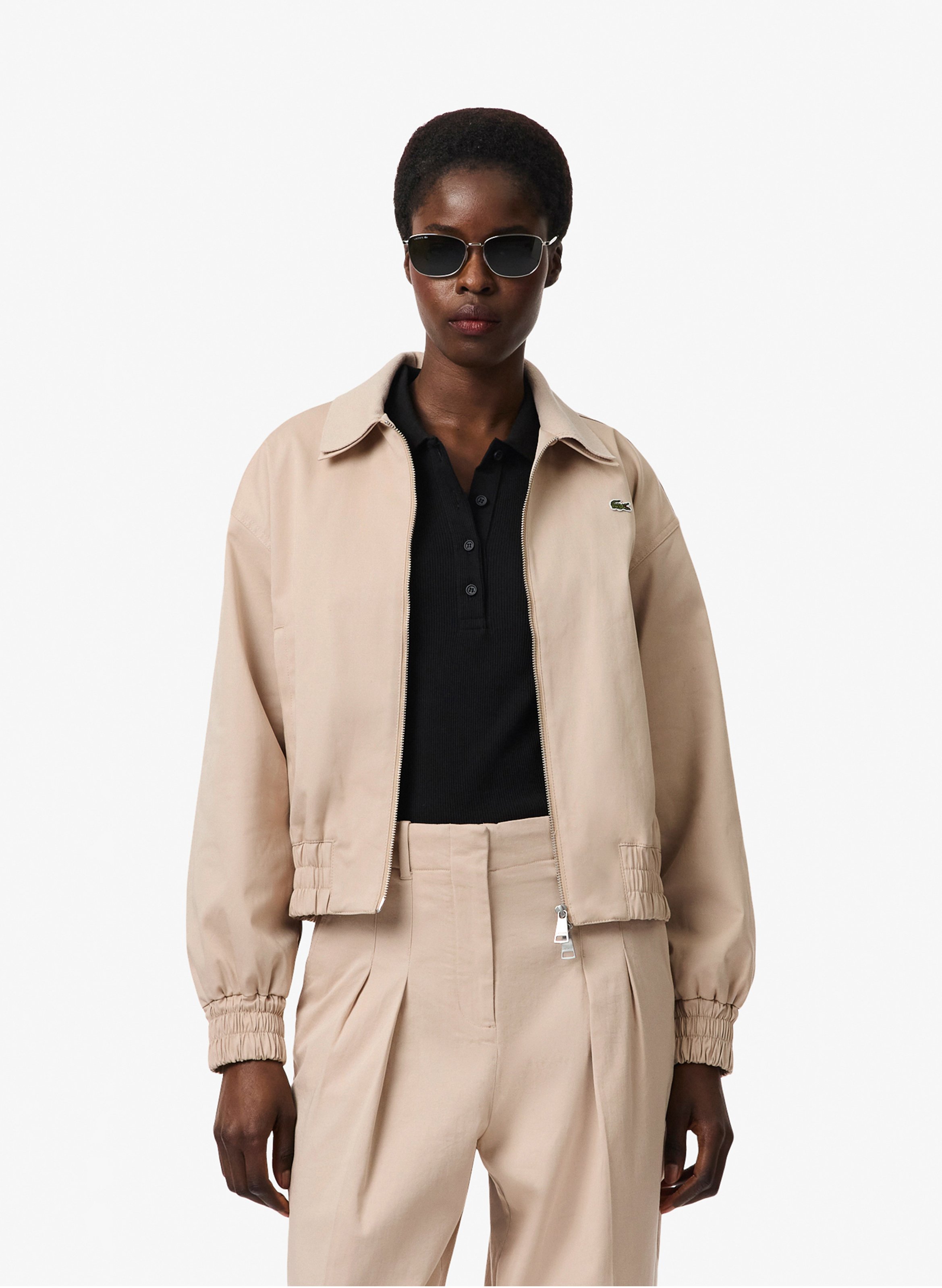 Gerade geschnittene Jacke aus Baumwoll-Mix mit klassischem Kragen LACOSTE