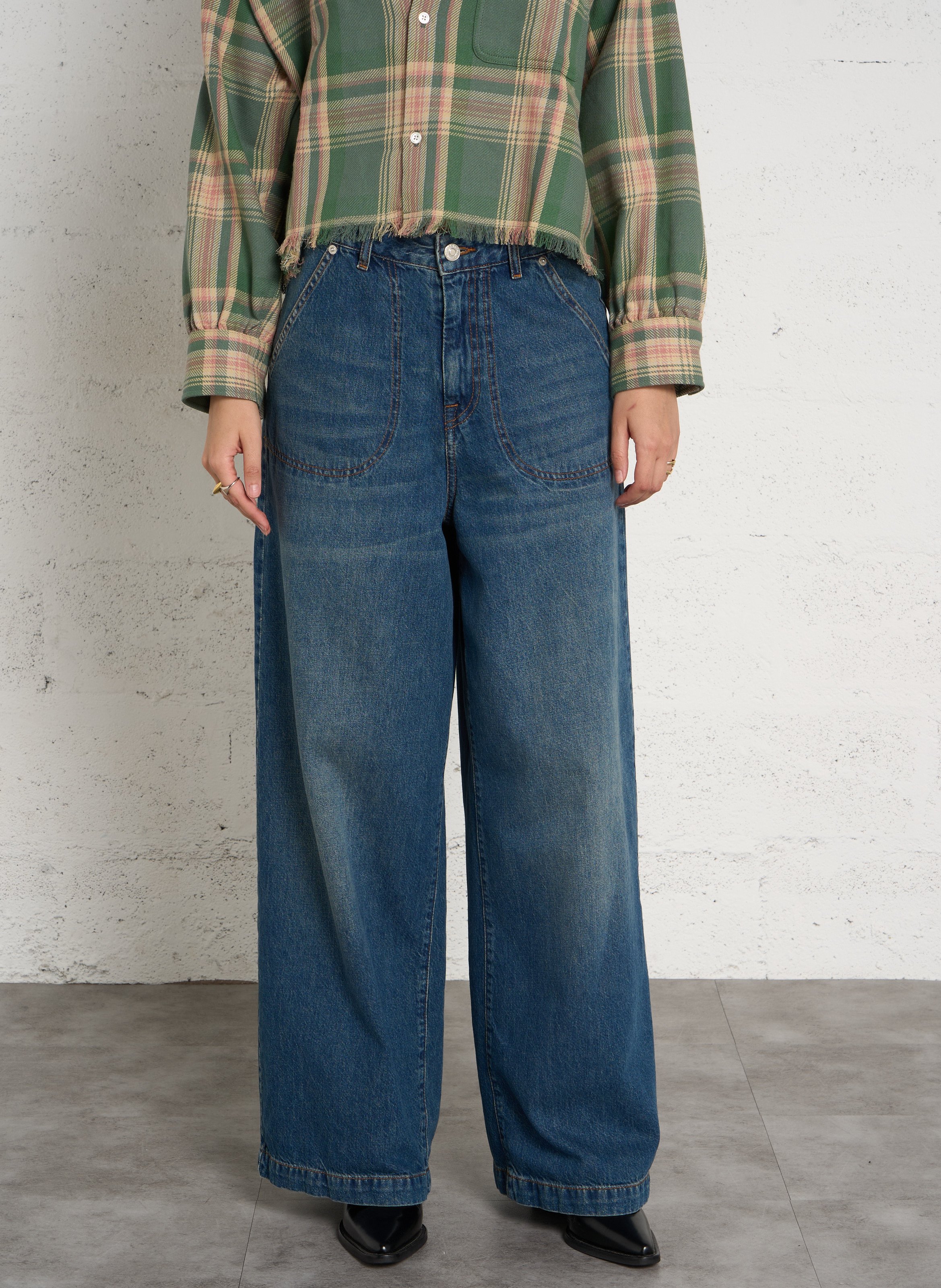 Wijde, rechte, katoenen jeans BELLEROSE Blauw