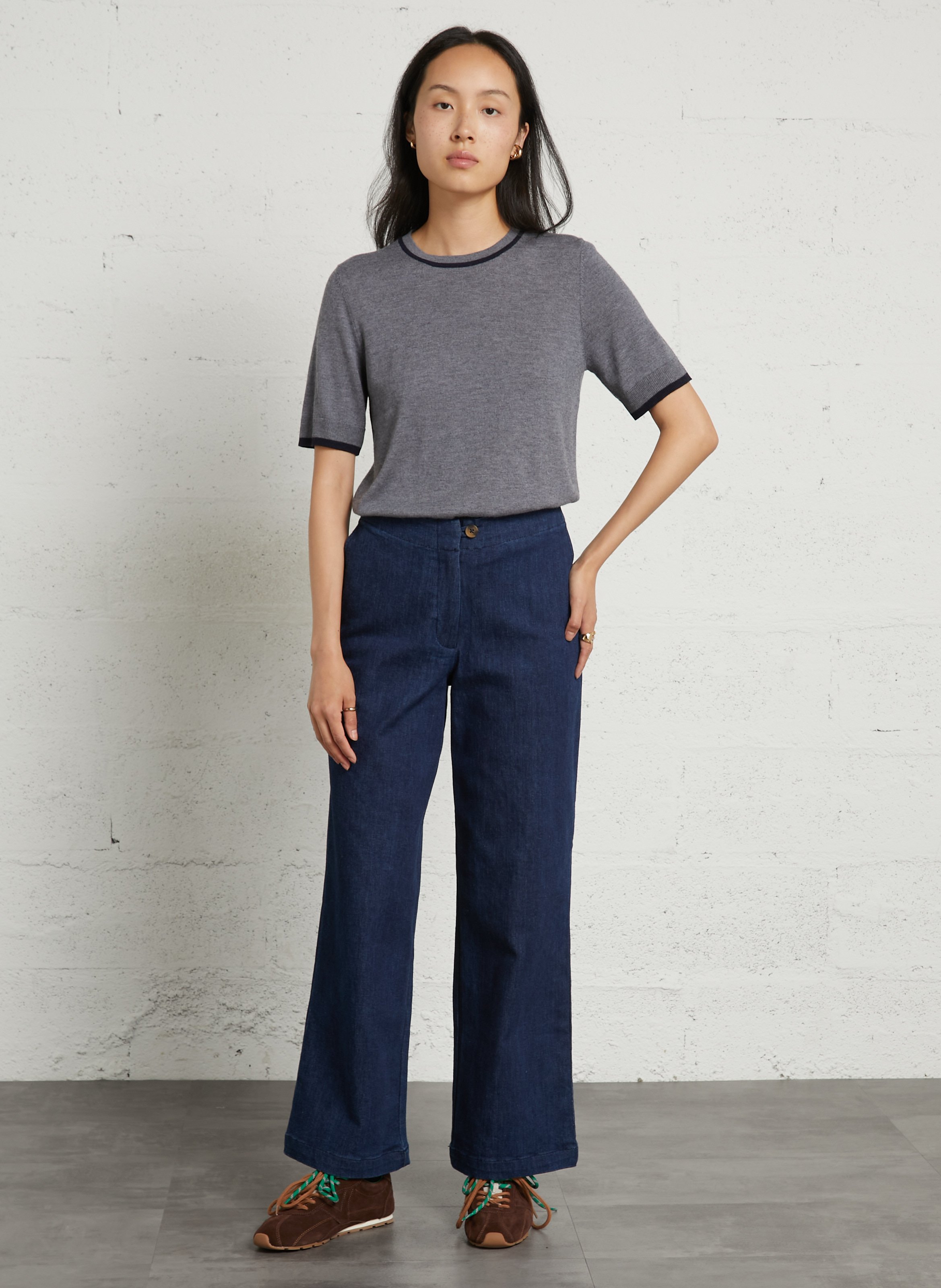 Short-sleeve wool blend sweater NICE THINGS Grey