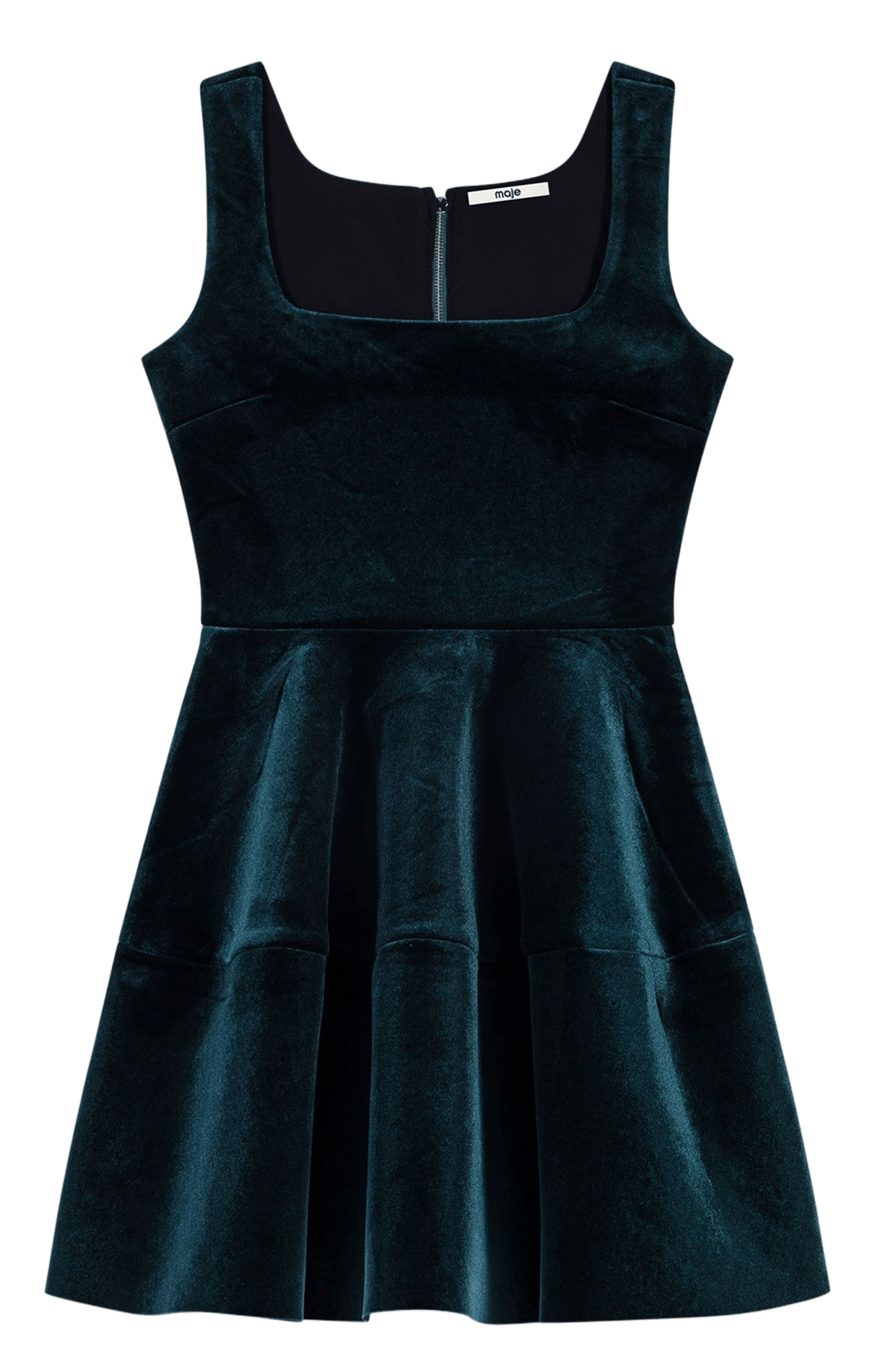Robe évasée courte en velours MAJE Vert