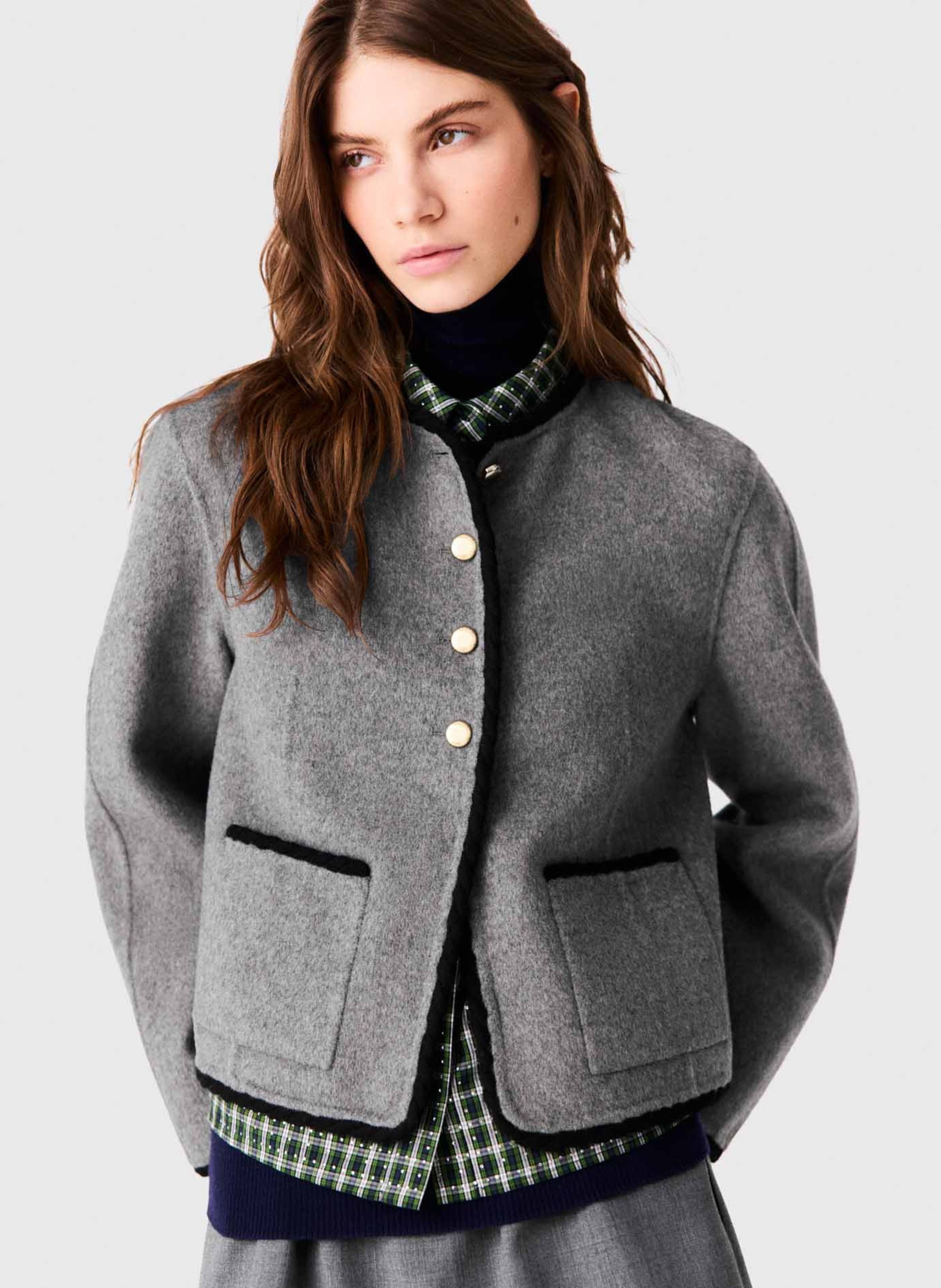 Straight wool-blend cardigan MAJE Grey