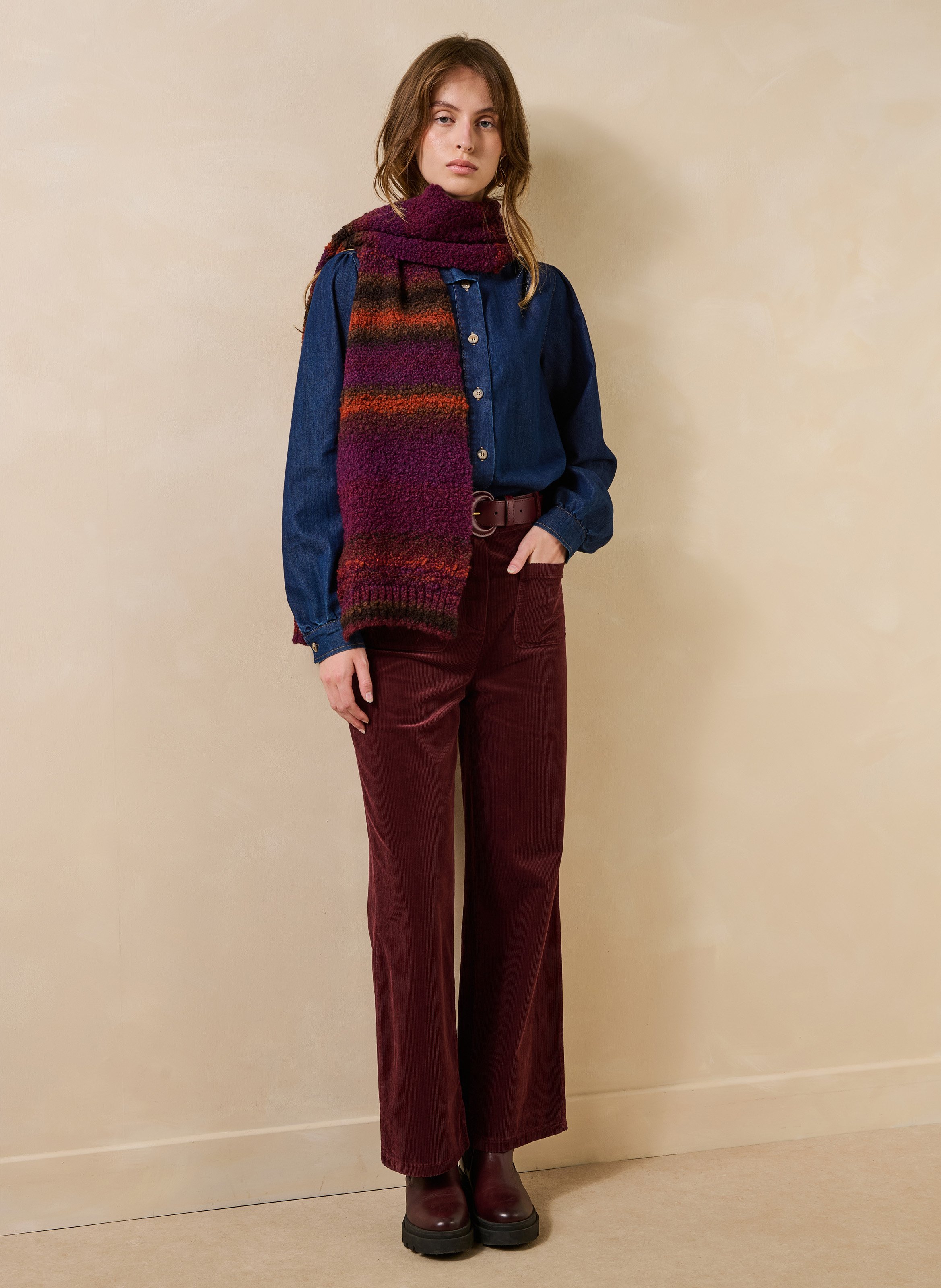 Weite Hose aus Baumwollmix mit hohem Bund LA FEE MARABOUTEE Rot