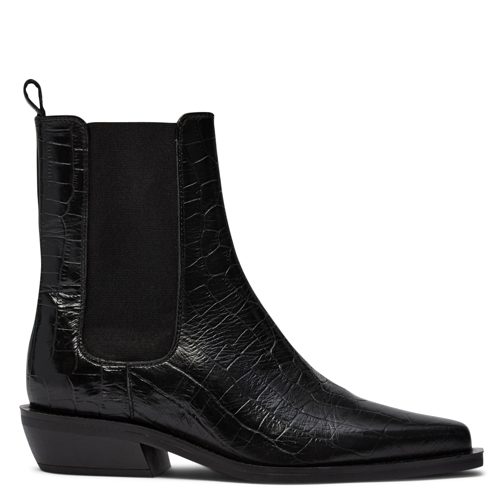 Croc-effect leather ankle boots PAVEMENT Black