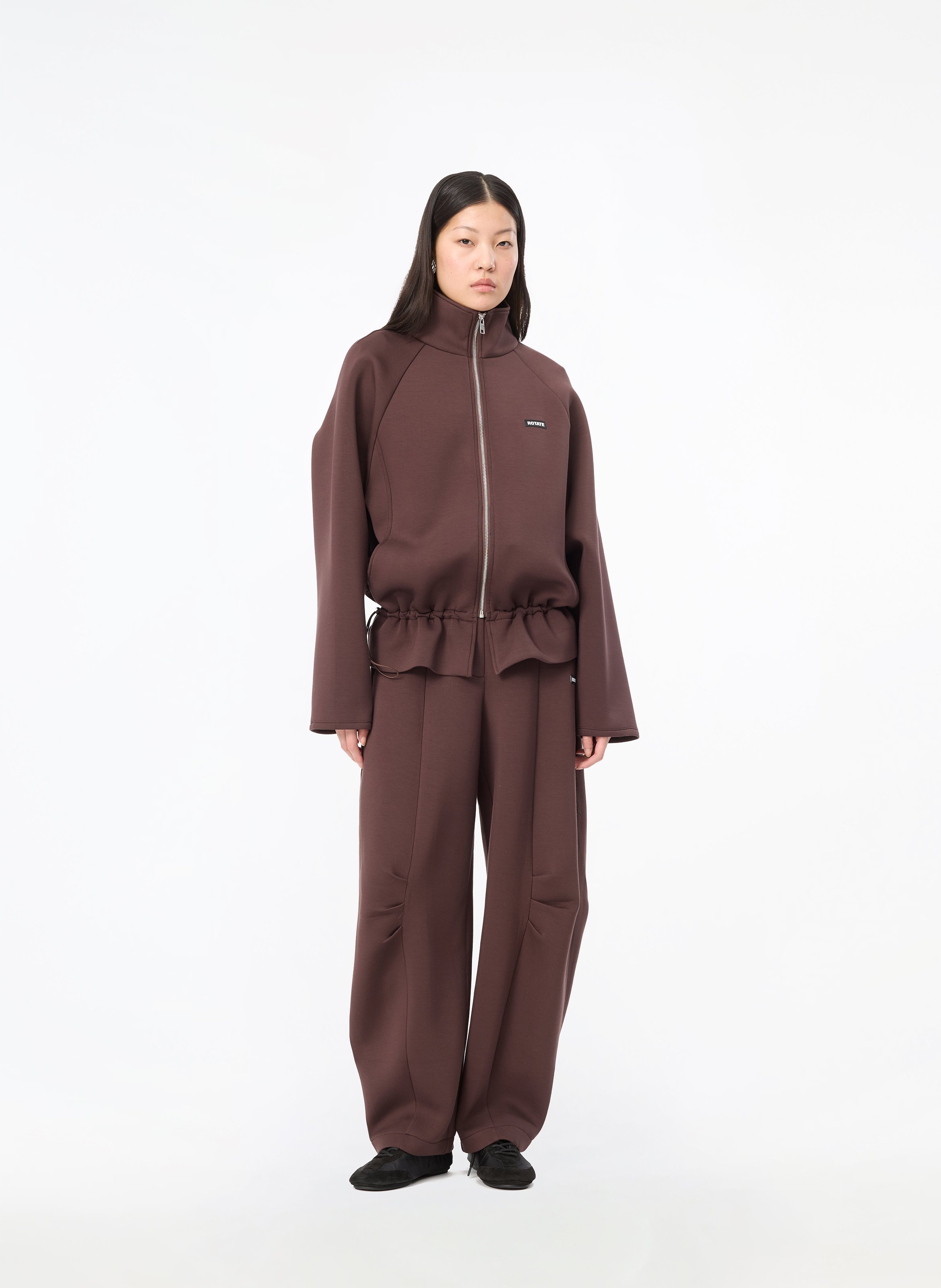 Solid-color adjustable relaxed-fit jacket ROTATE Brown