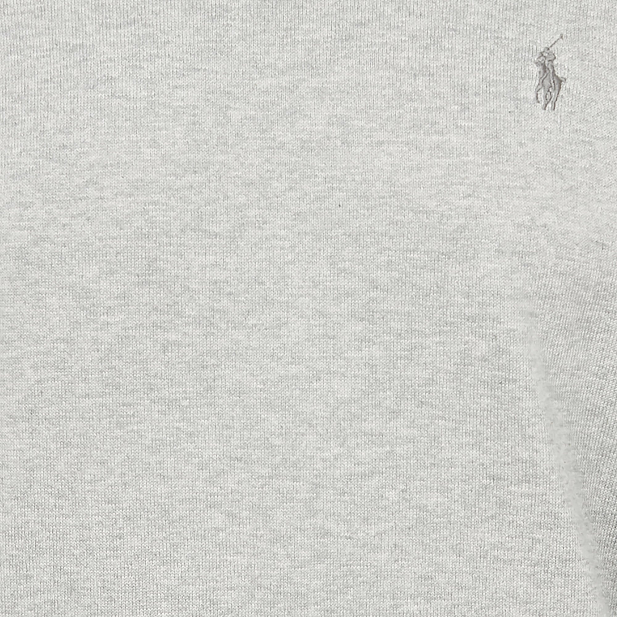 Pull col rond ajusté en Coton Pima avec Pony Player POLO RALPH LAUREN Gris