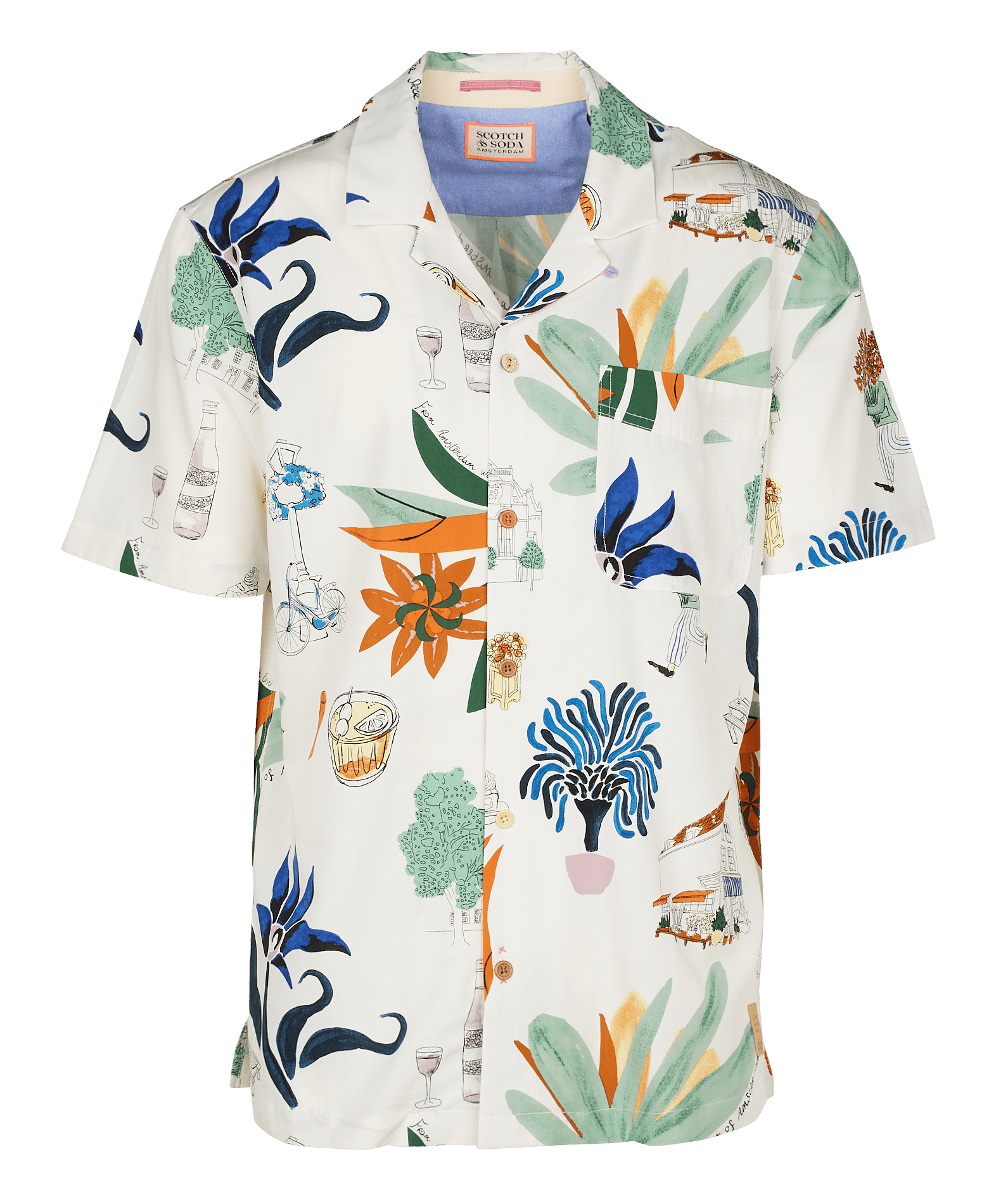 Chemise col classique imprimée à manches courtes  BleuSCOTCH AND SODA