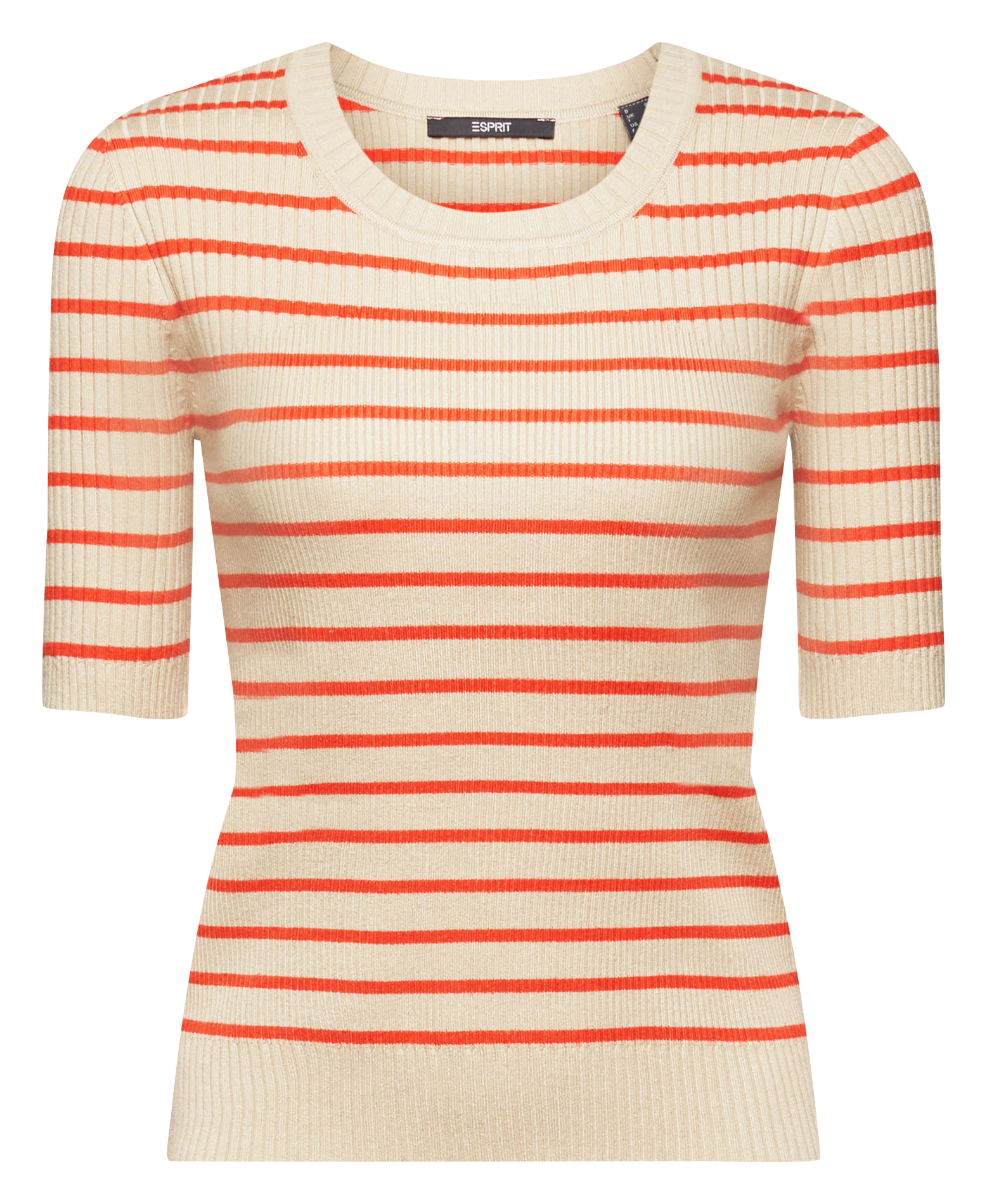 Trui Van Ribstof Met Korte Mouw Light Taupe 2 Esprit Dames Place