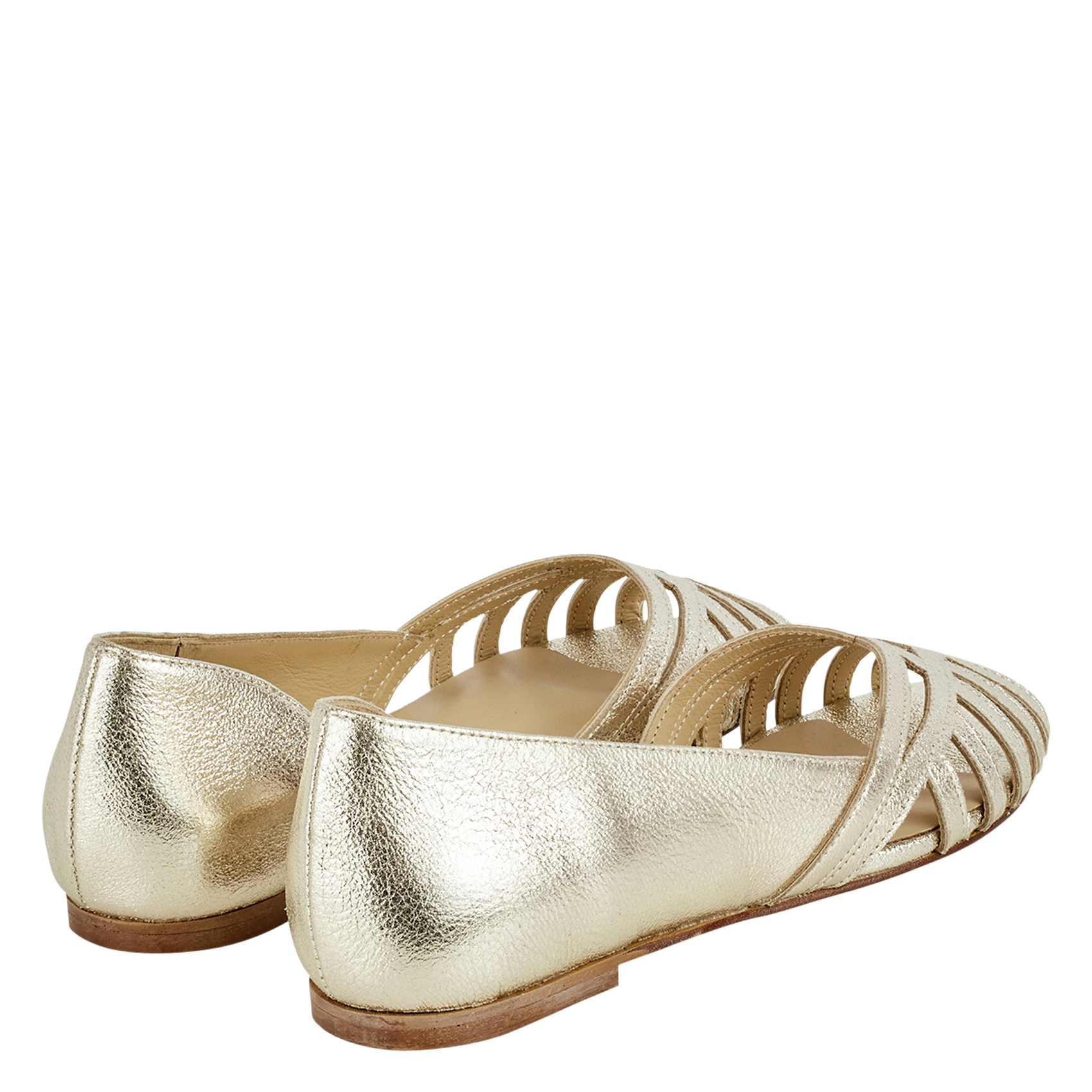 Flat leather sandals COSMOPARIS Golden