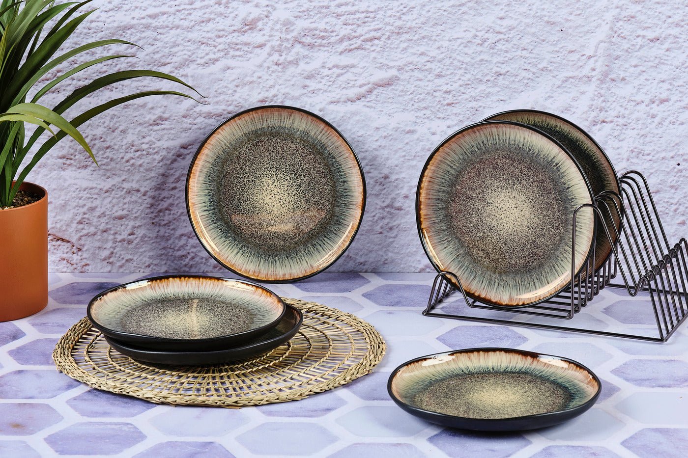 Iris Plate ø21.5cm - 6 pieces - Wild Brown BJORN Brown