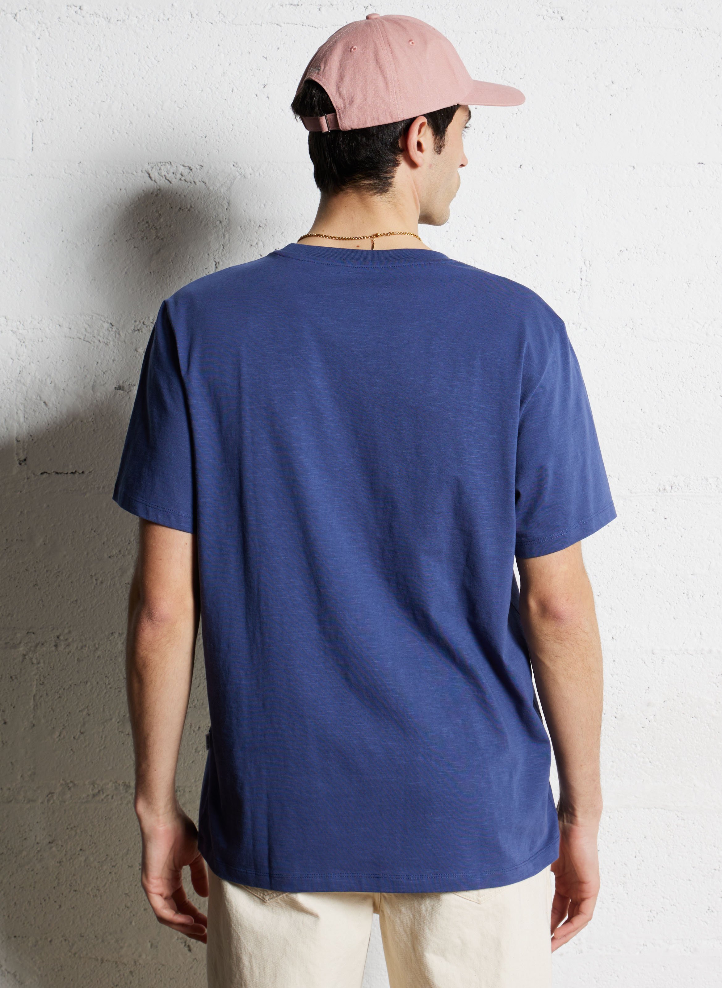 Short-sleeved organic cotton T-shirt SELECTED Blue