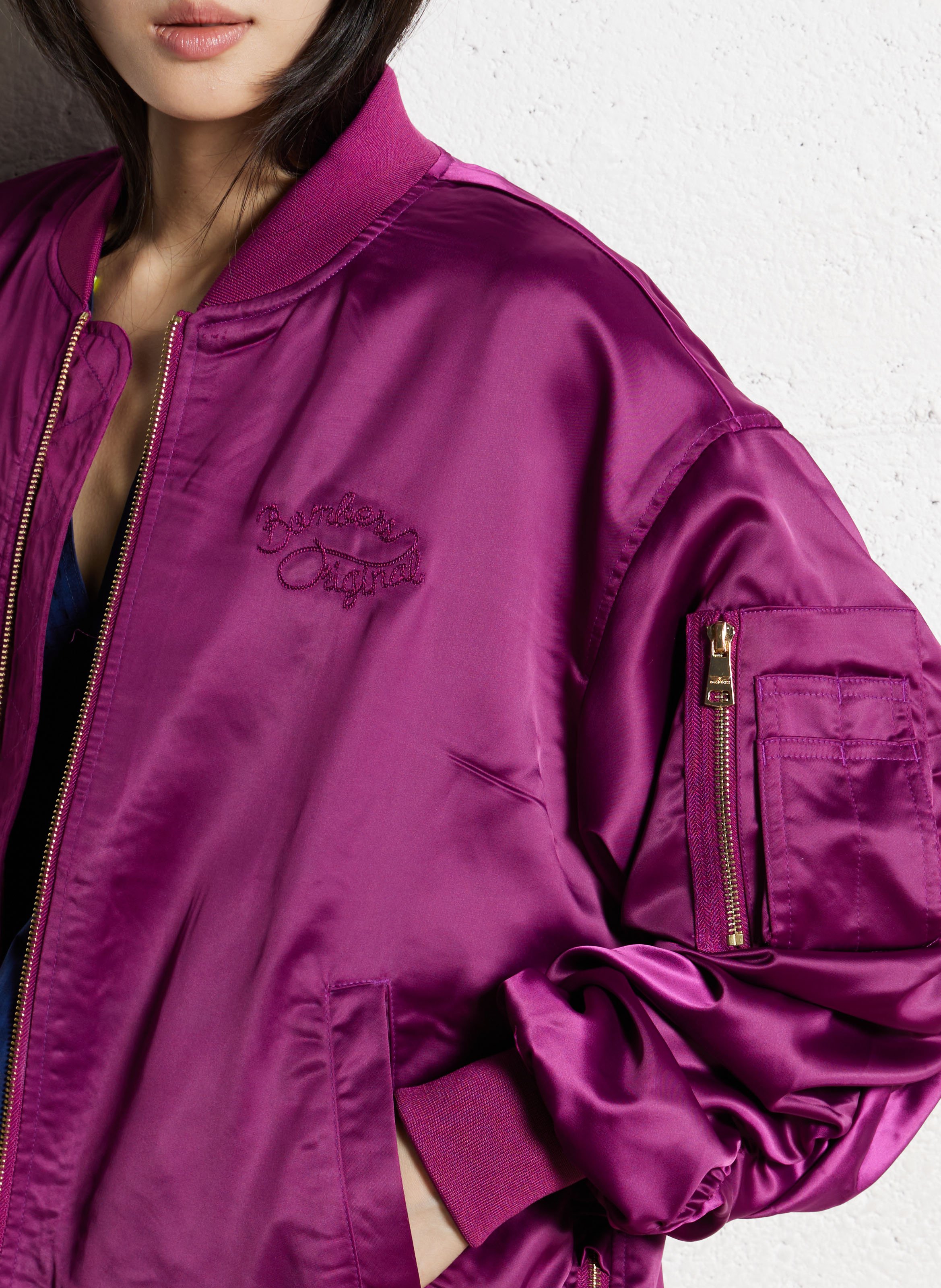 Satin Teddy-Kragenjacke BOMBERS ORIGINAL Violett