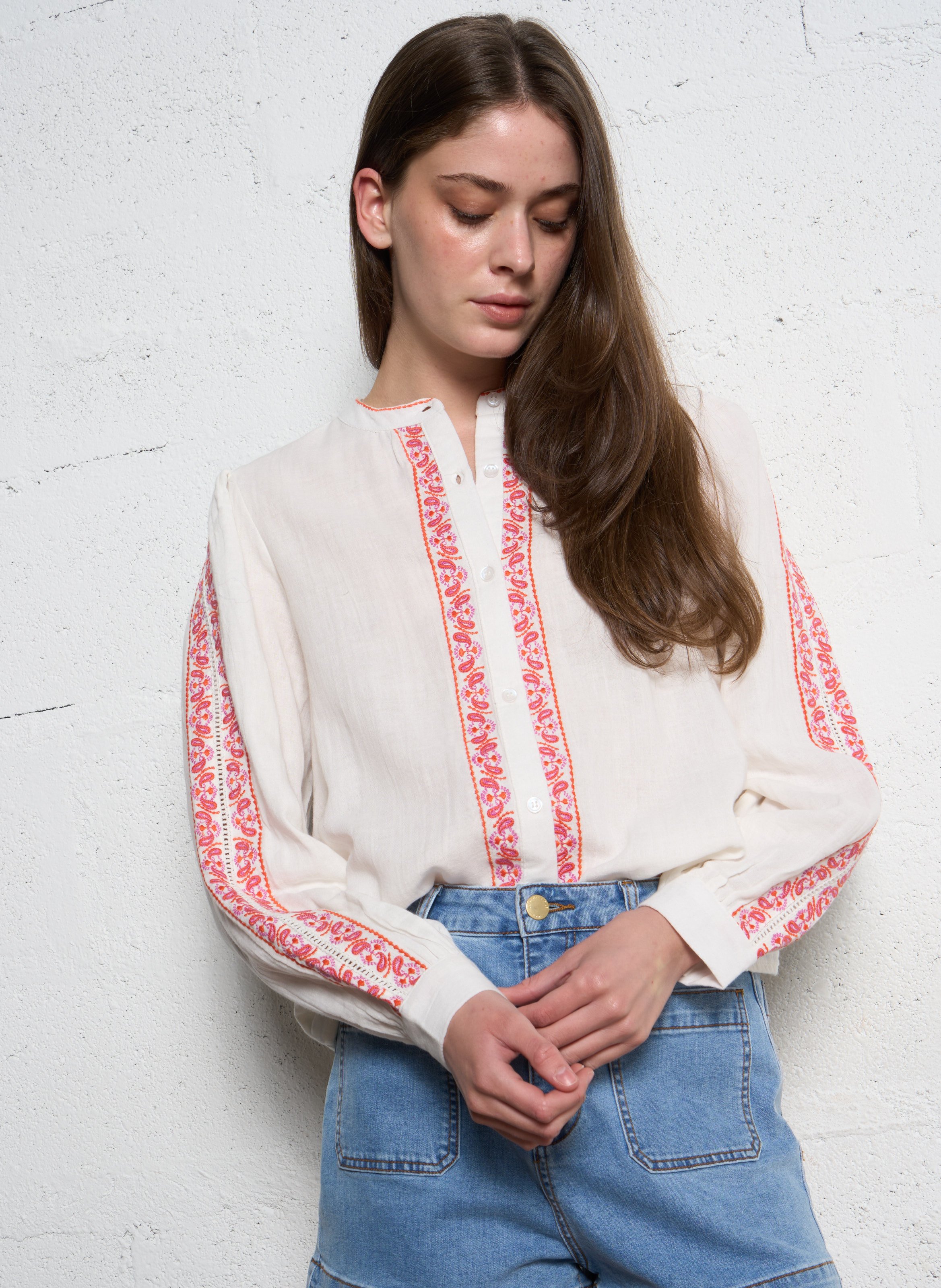 High-waisted cotton-blend canvas jeans LA PETITE ETOILE