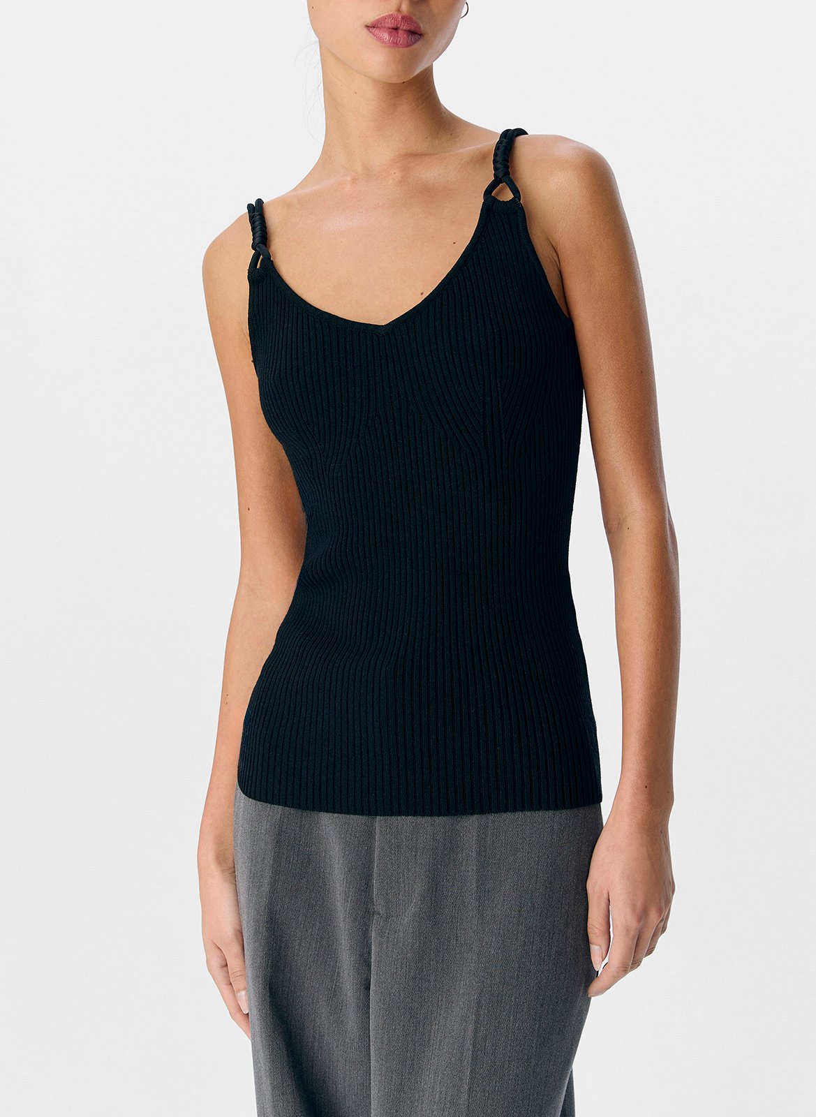 Sleeveless V-neck top OBJECT Black