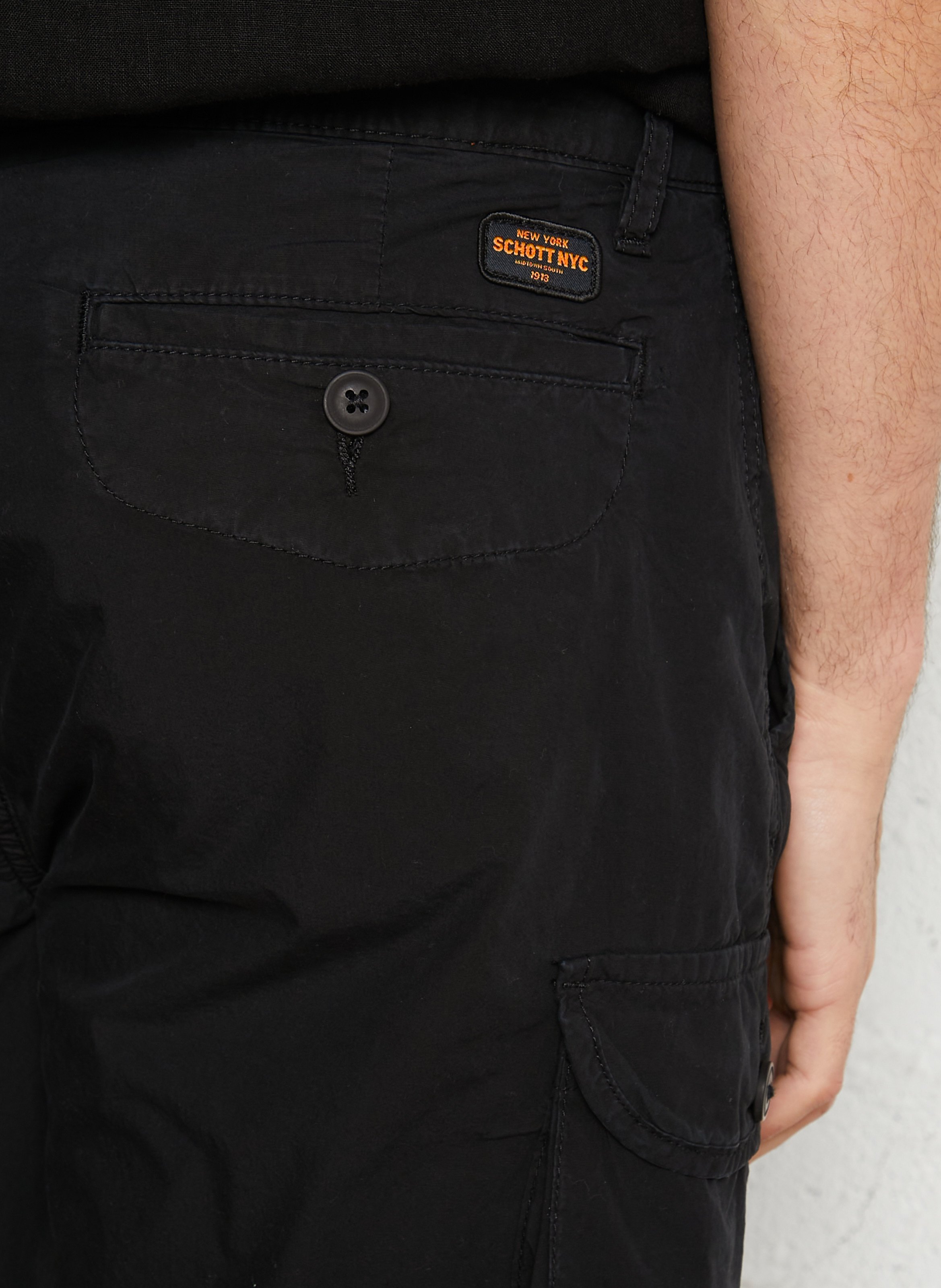Straight cotton shorts Black