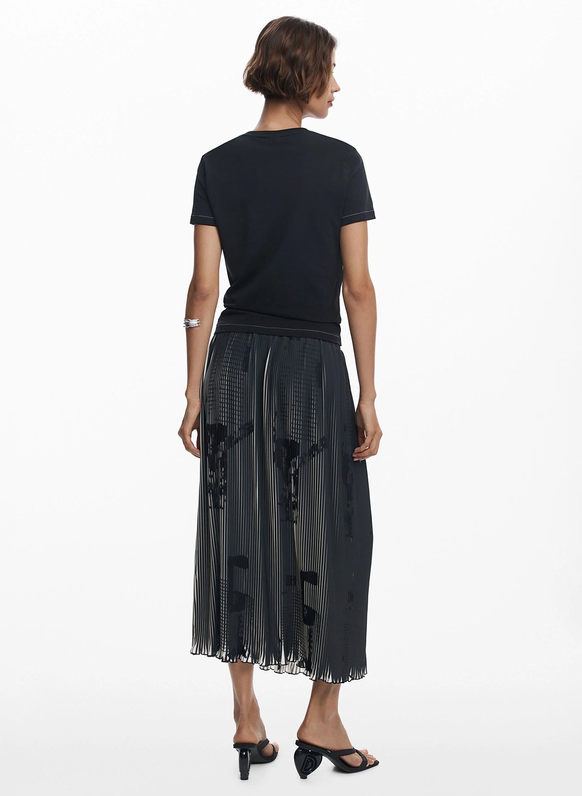 Tee-shirt droit en coton mélangé imprimé DESIGUAL Noir