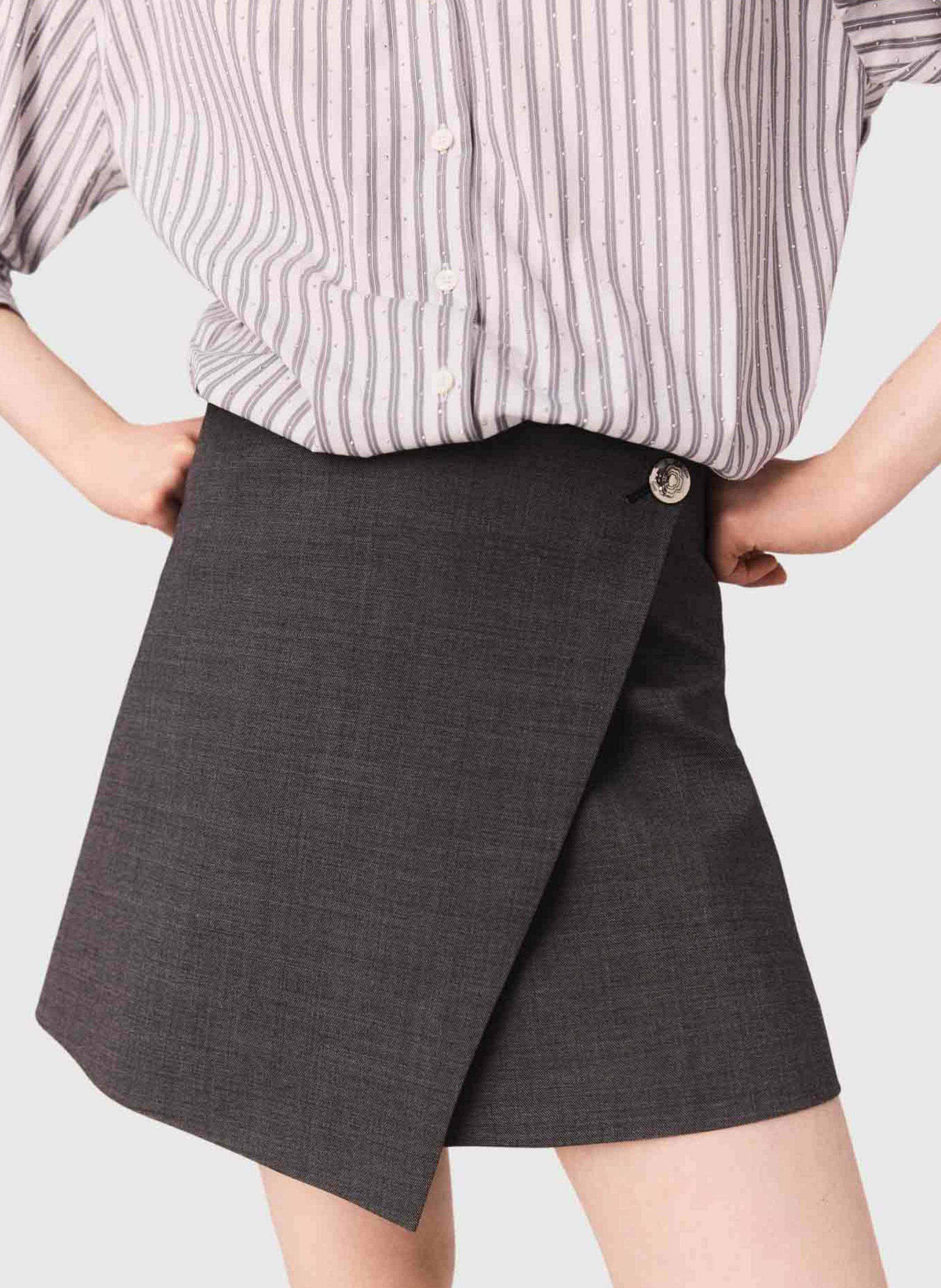 Short cotton-blend dress with classic collar MAJE Beige