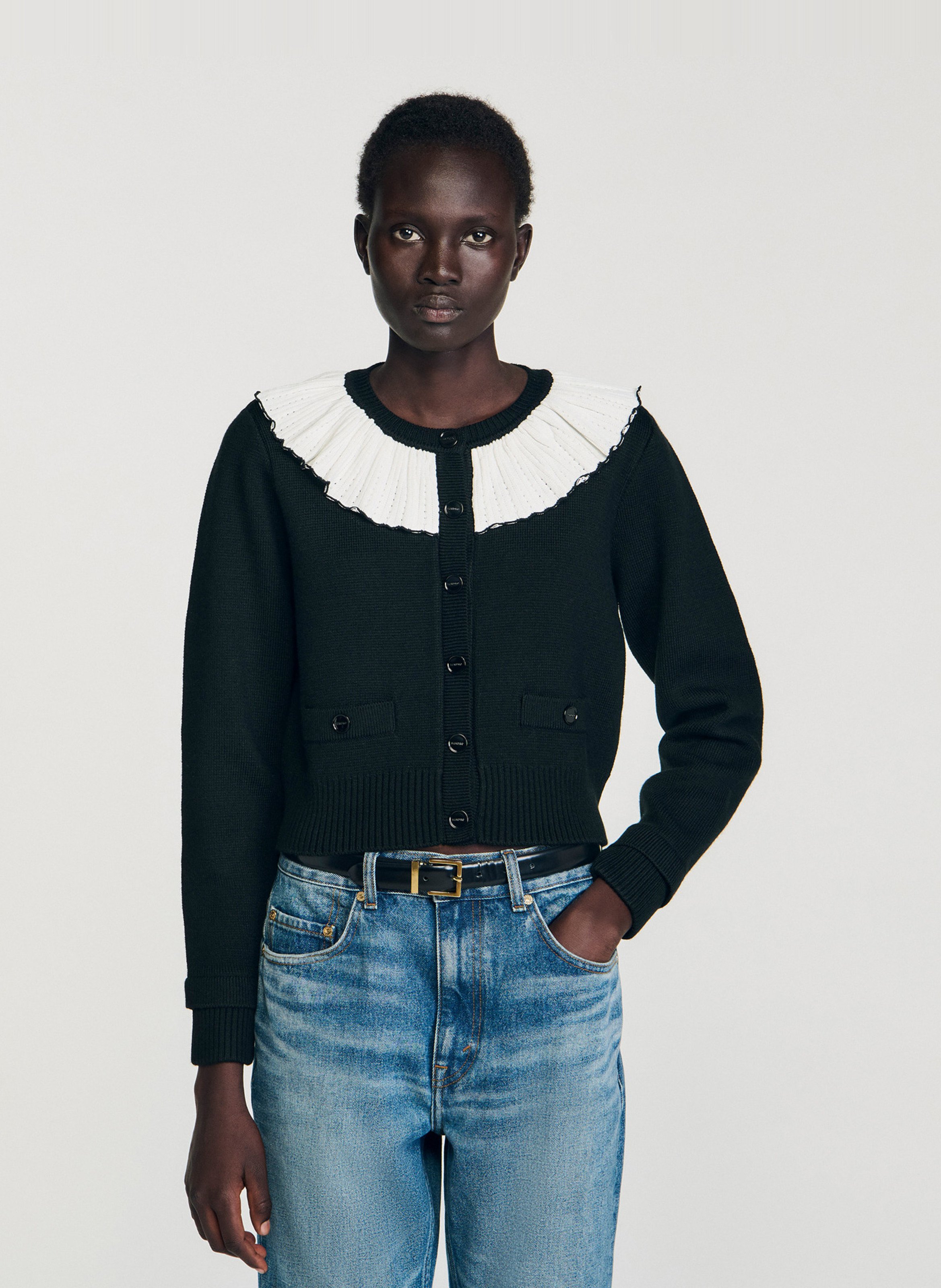 Gilet col rond  SANDRO Noir