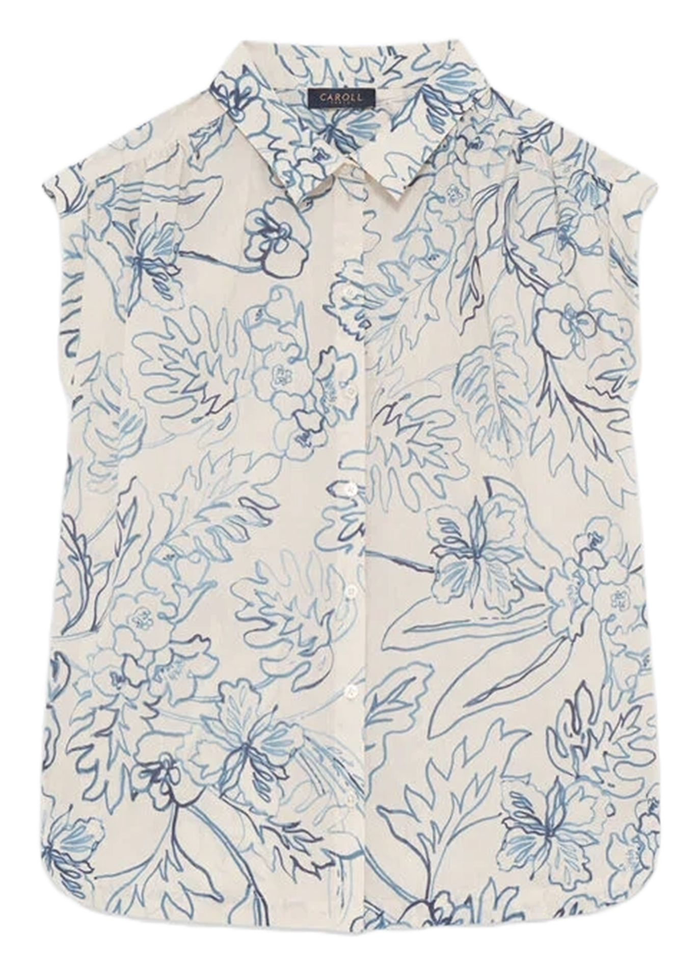 Sleeveless patterned blouse CAROLL White
