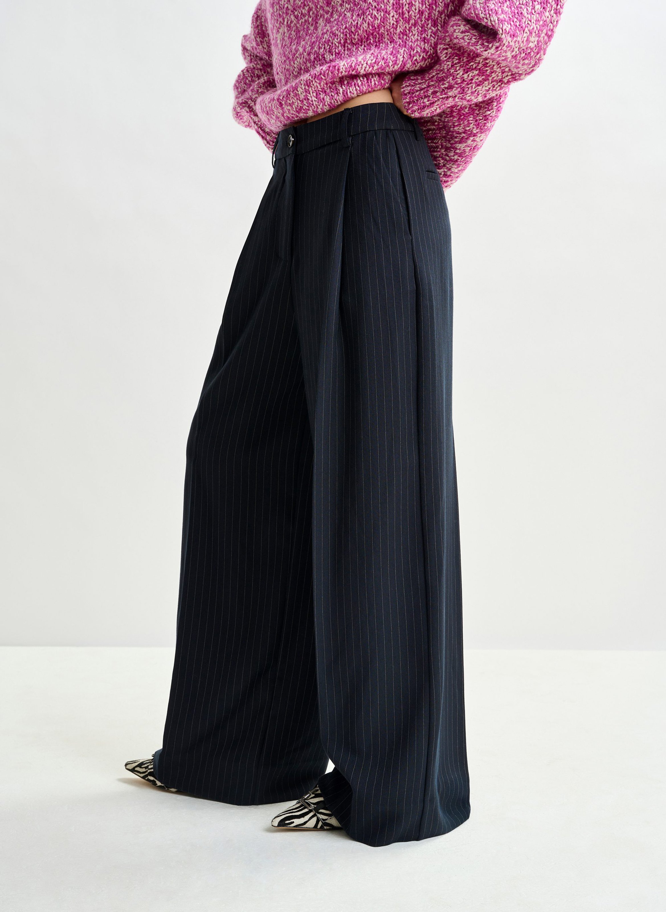 Pantalon large rayé ESSENTIEL ANTWERP Bleu