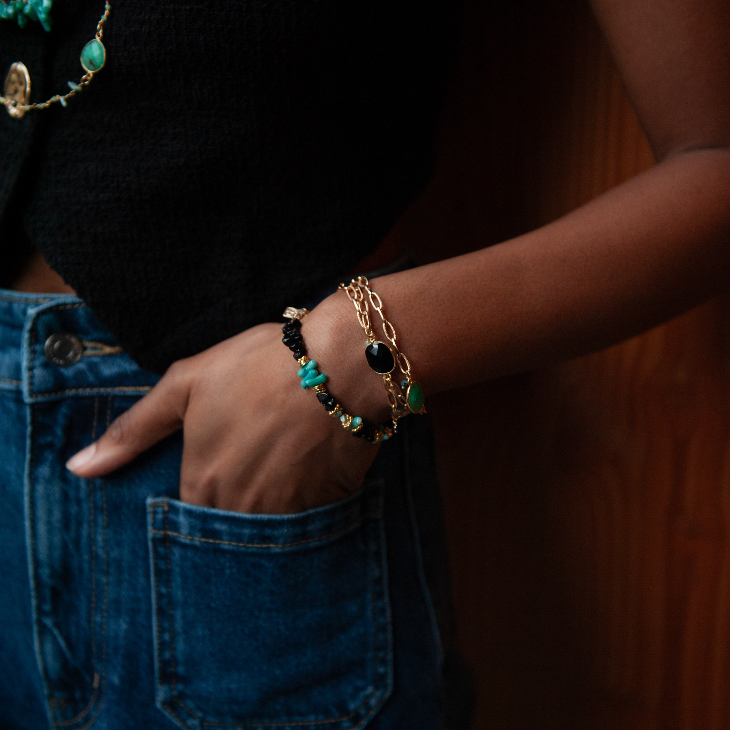 Bracelet & necklace multipierres - alba L'ATELIER DES DAMES Golden