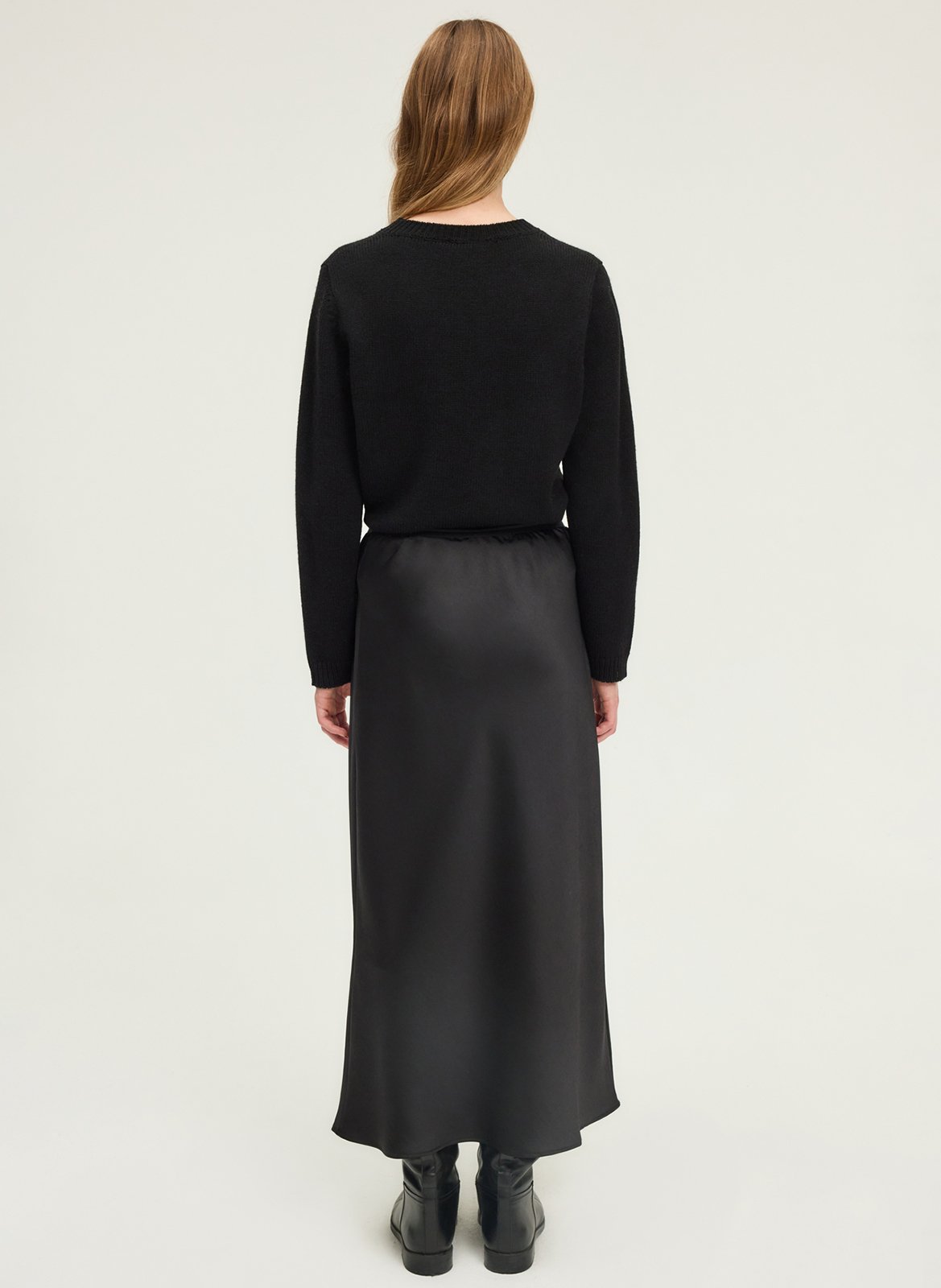 Long satin skirt PABLO Black