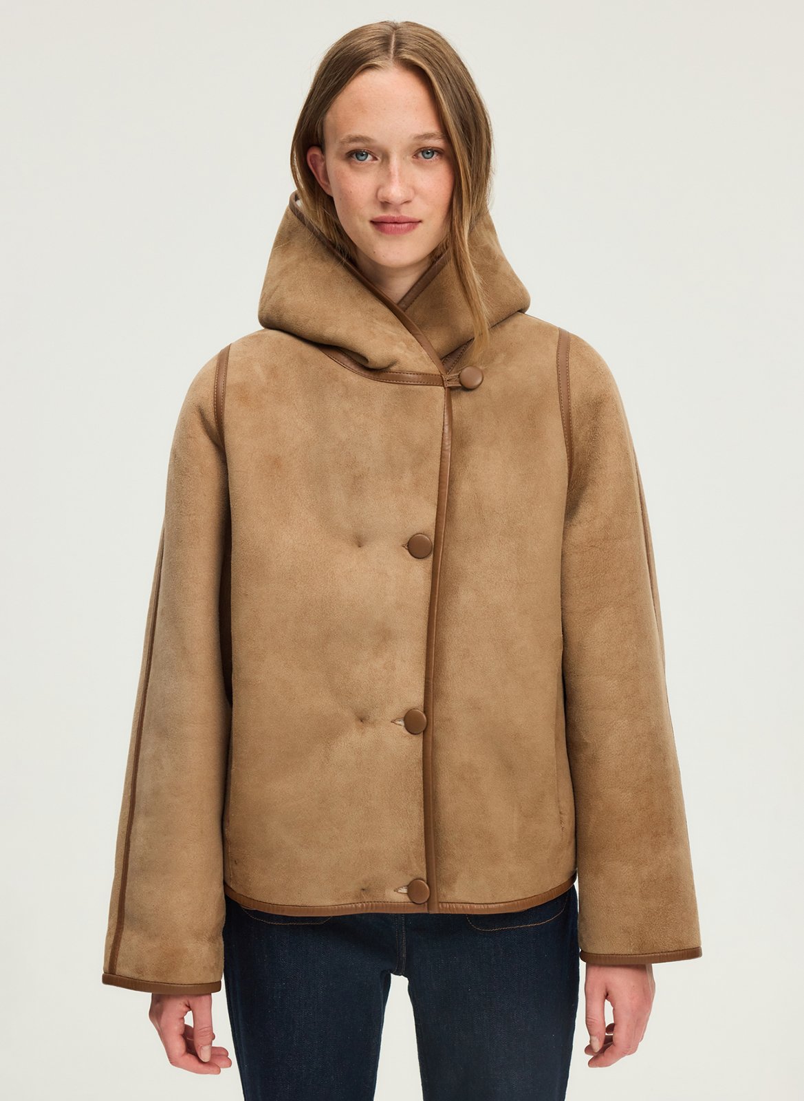 Straight suede leather coat PABLO Brown