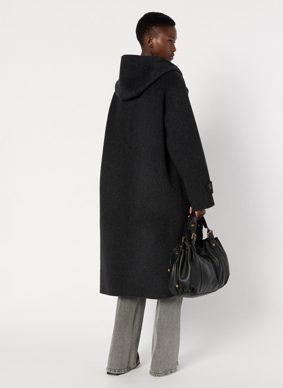 Long manteau à capuche en laine GERARD DAREL Gris