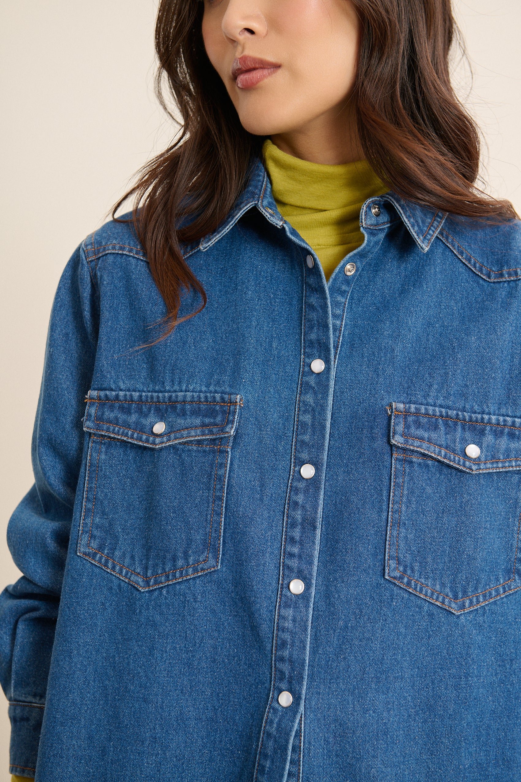 Long-sleeved denim shirt GARANCE PARIS Blue