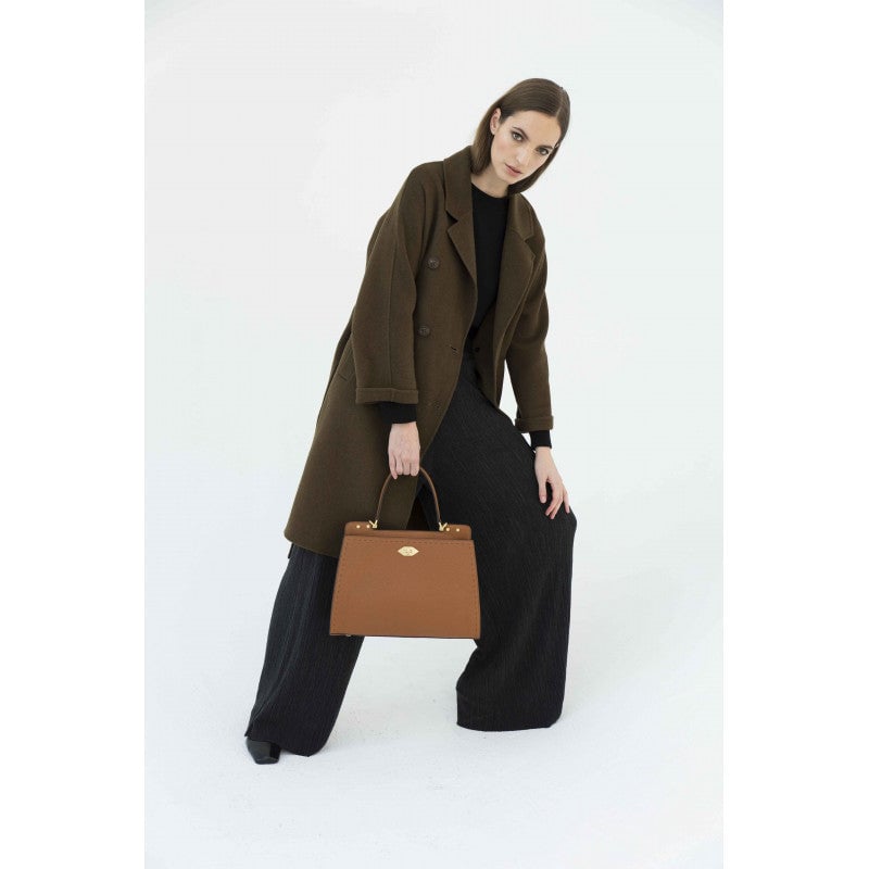 Handbag - cowhide leather POURCHET Brown