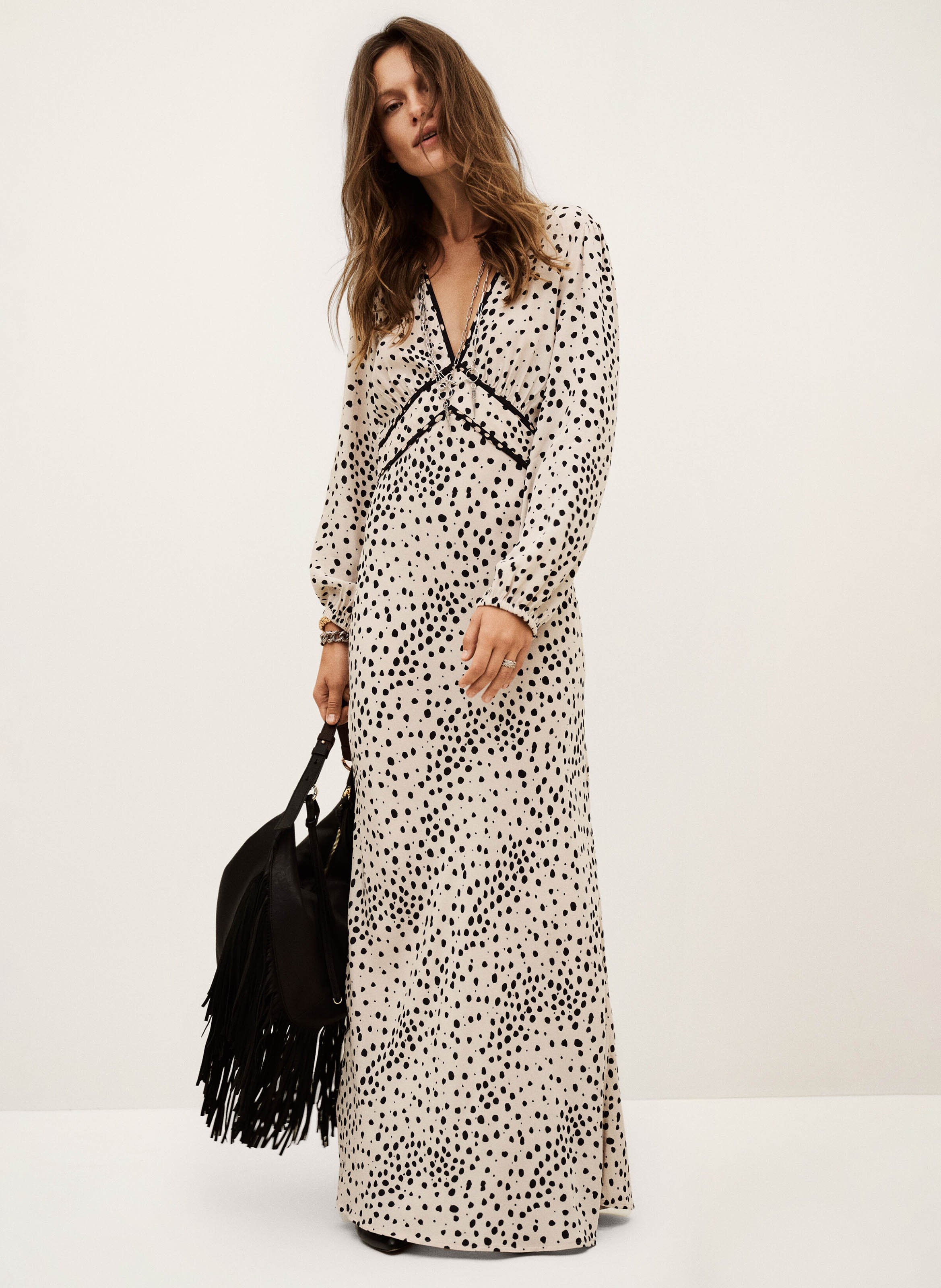 Robe longue col V à pois BA&SH