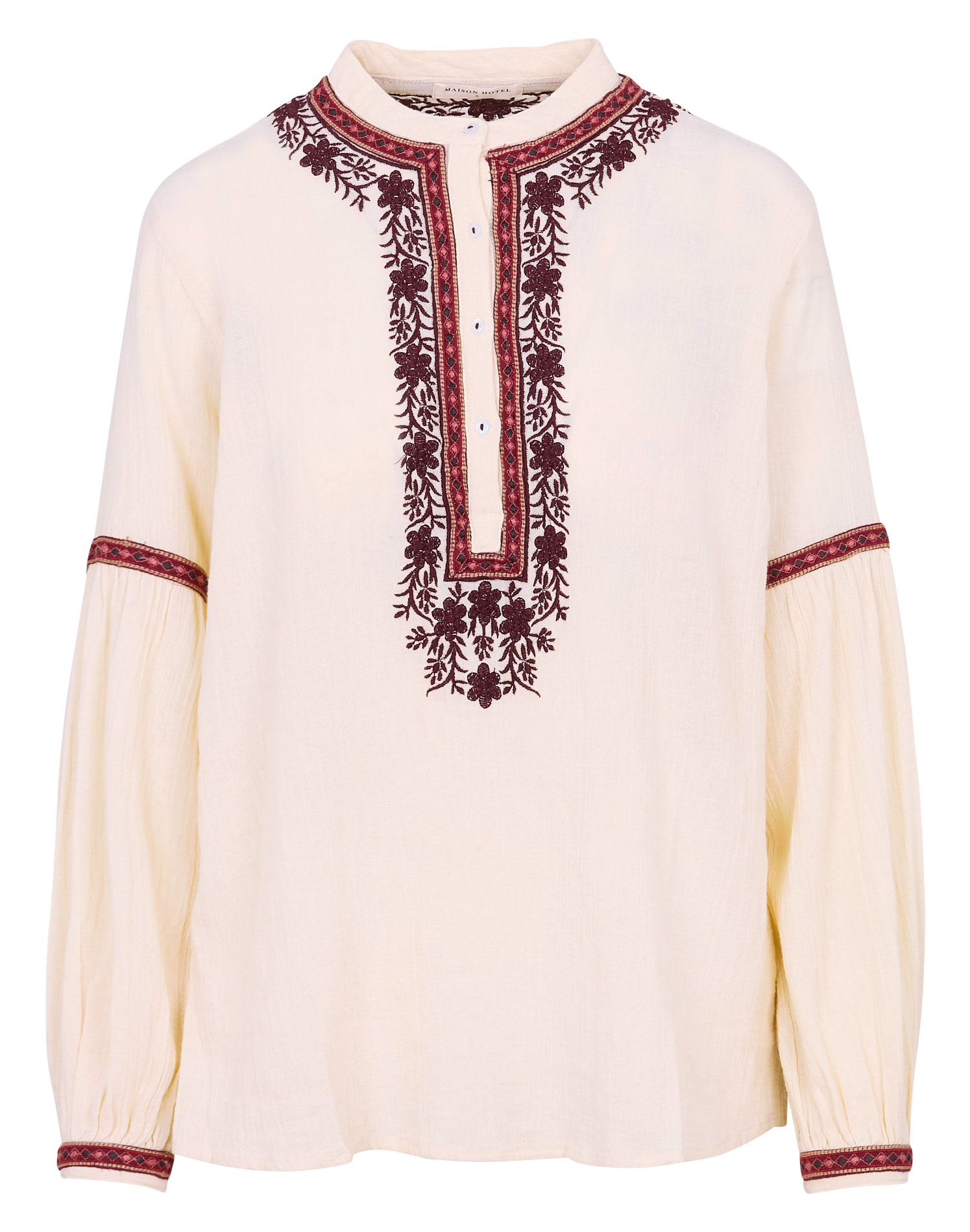 Round-neck cotton blouse MAISON HOTEL Red
