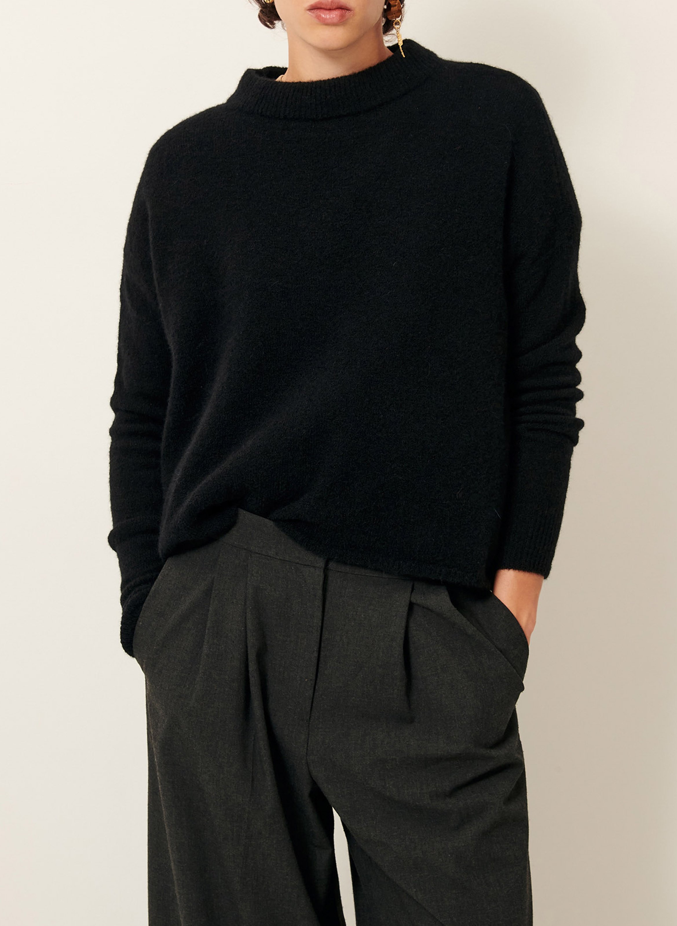 High-neck wool-blend sweater SESSUN Black