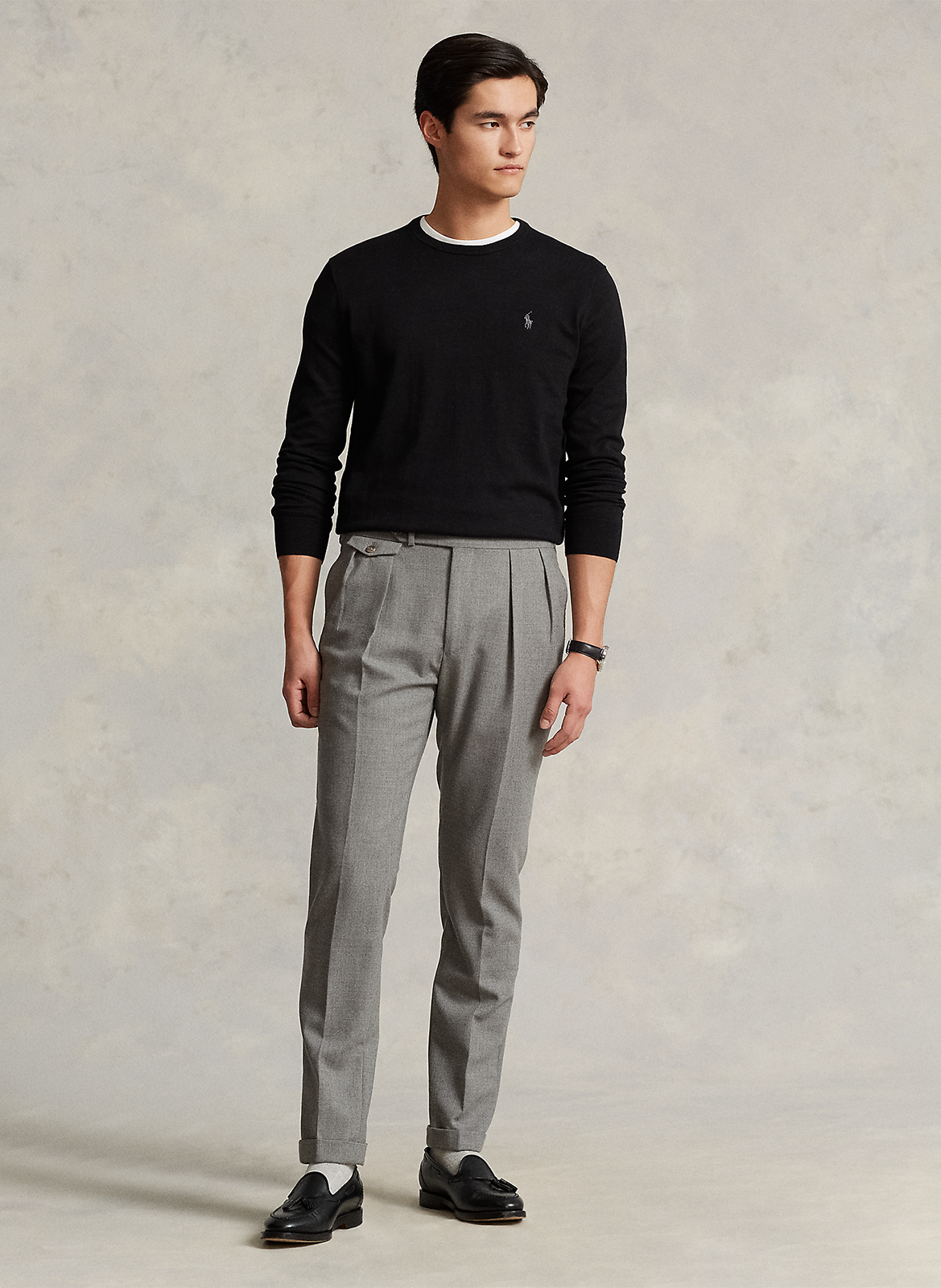 Slim-fit pima cotton sweater with Pony Player and round collar POLO RALPH LAUREN Black