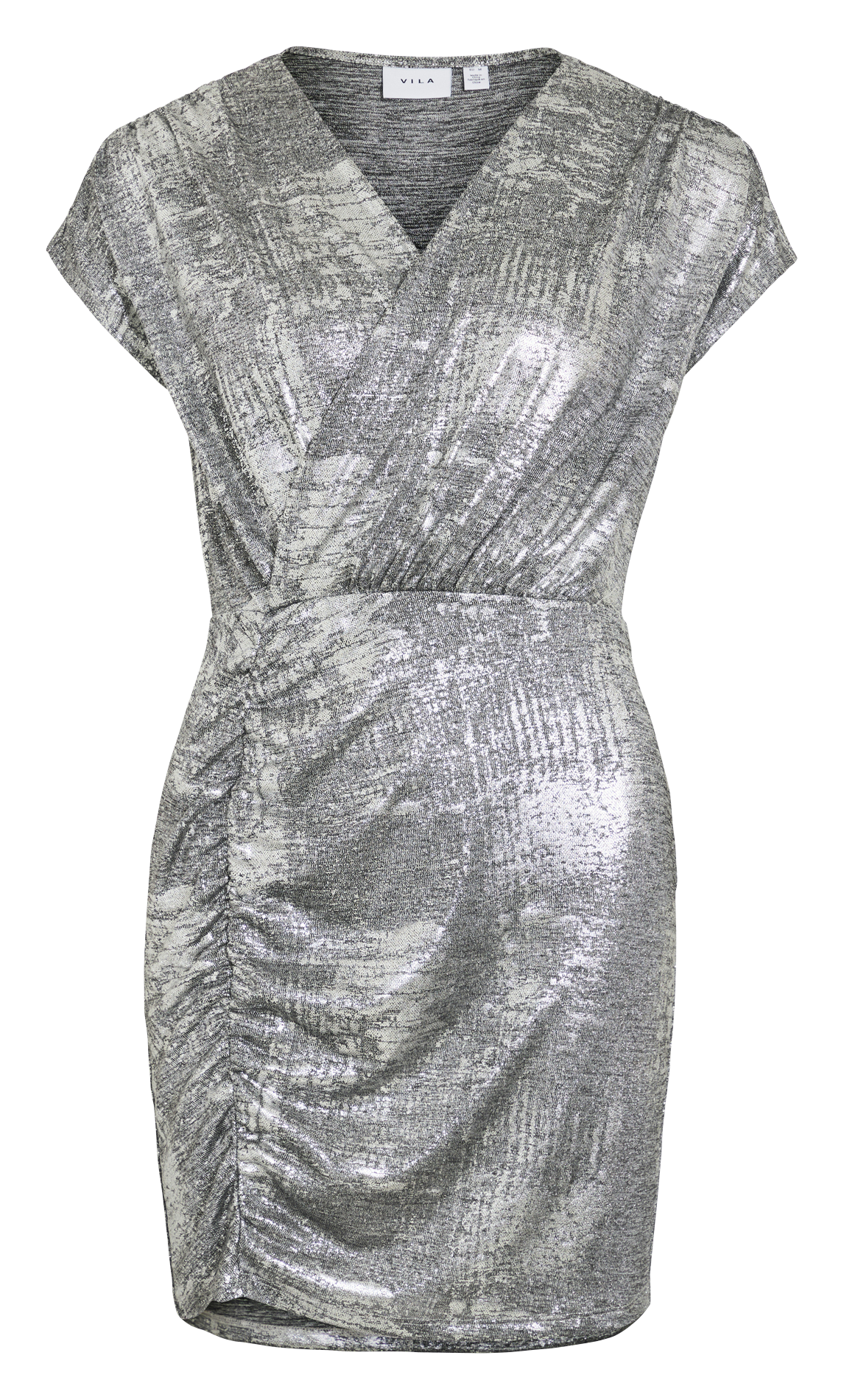 Robe courte col V métallisé VILA Gris